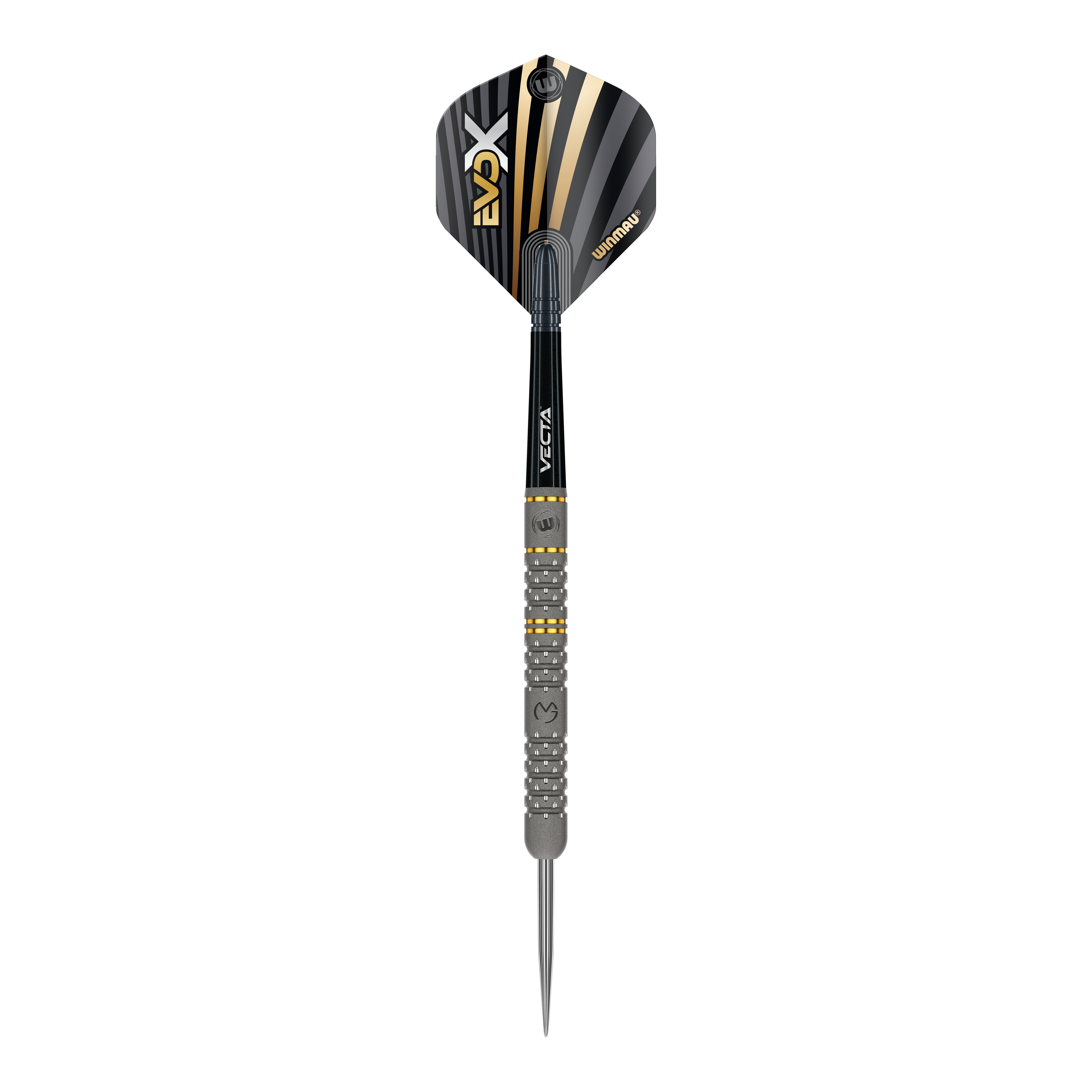 Stalowe rzutki Winmau Michael Van Gerwen Evo-X Dies ist ein Winmau Michael Van Gerwen Evo-X Steeldart. Der Dartpfeil hat ein schwarz-goldenes Design und eine strukturierte Griffzone.