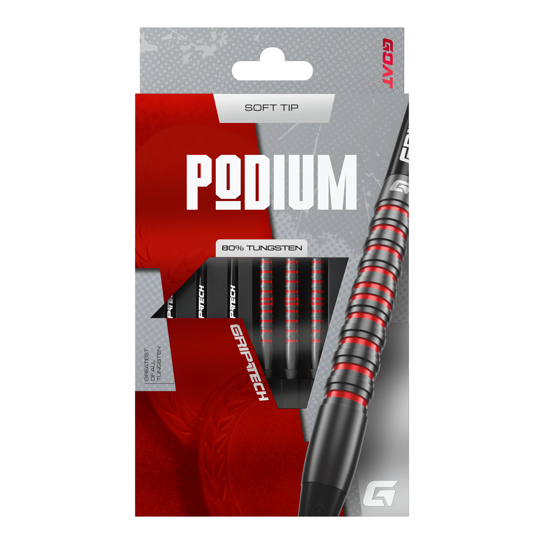 Abgebildet sind die GOAT Podium Black Softdarts - 20g. Die Darts liegen elegant nebeneinander und sind schwarz gehalten.