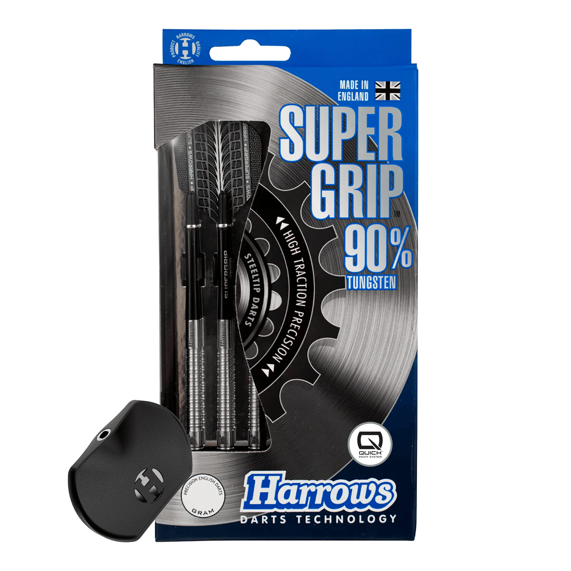 Lotki stalowe Harrows Supergrip 90 Quick Point Abgebildet ist der Harrows Supergrip 90 Quick Point Steeldarts. Die Dartpfeile sind detailliert dargestellt.