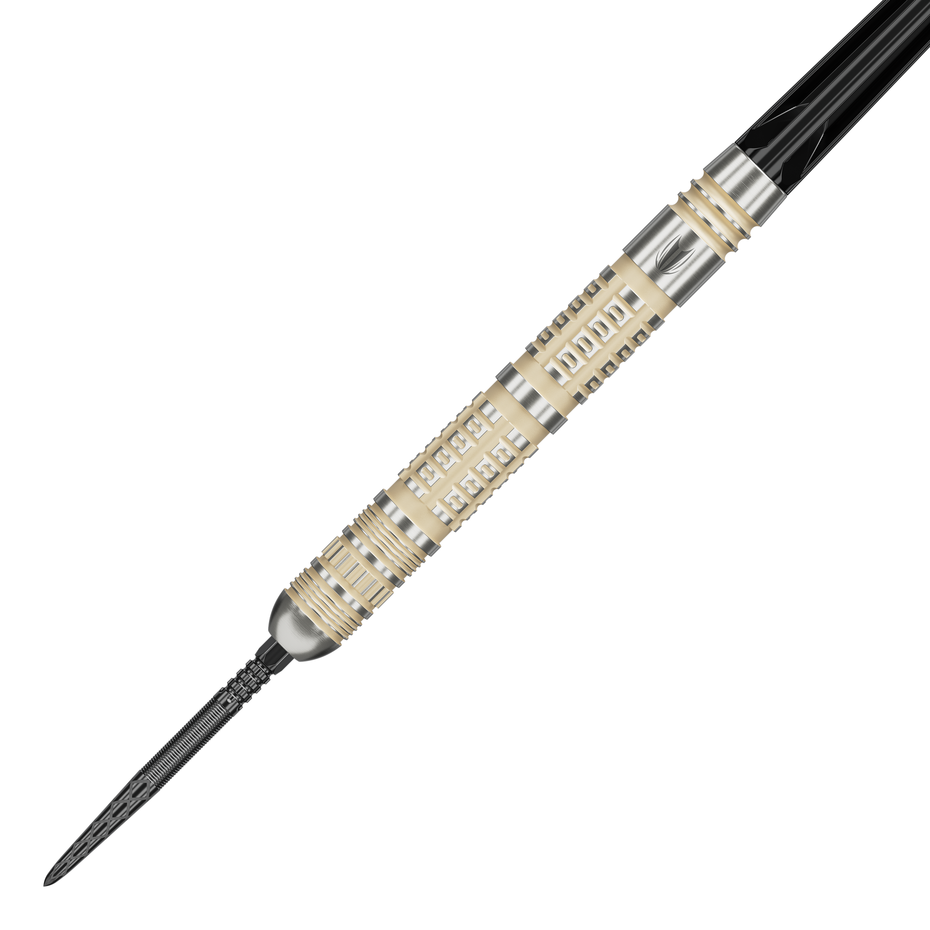 Target Dimitri Van Den Bergh 95K Swiss Point Steeldarts Abgebildet ist das Produkt Target Dimitri Van Den Bergh 95K Swiss Point Steeldarts. Das Bild zeigt die Steeldarts aus einer bestimmten Perspektive.