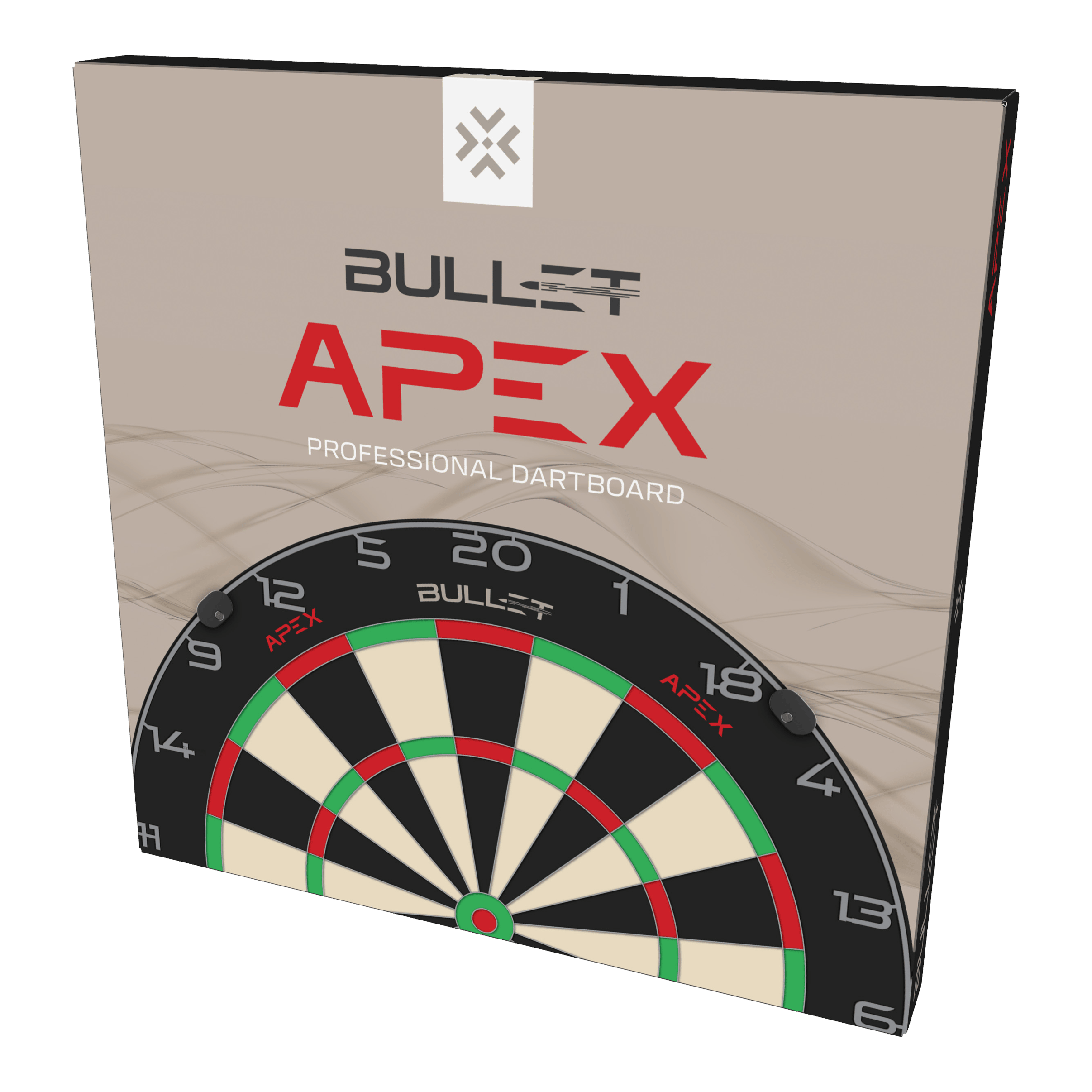 Abgebildet ist das Bullet Apex Steeldartboard. Das Produkt wird aus einer anderen Perspektive gezeigt.