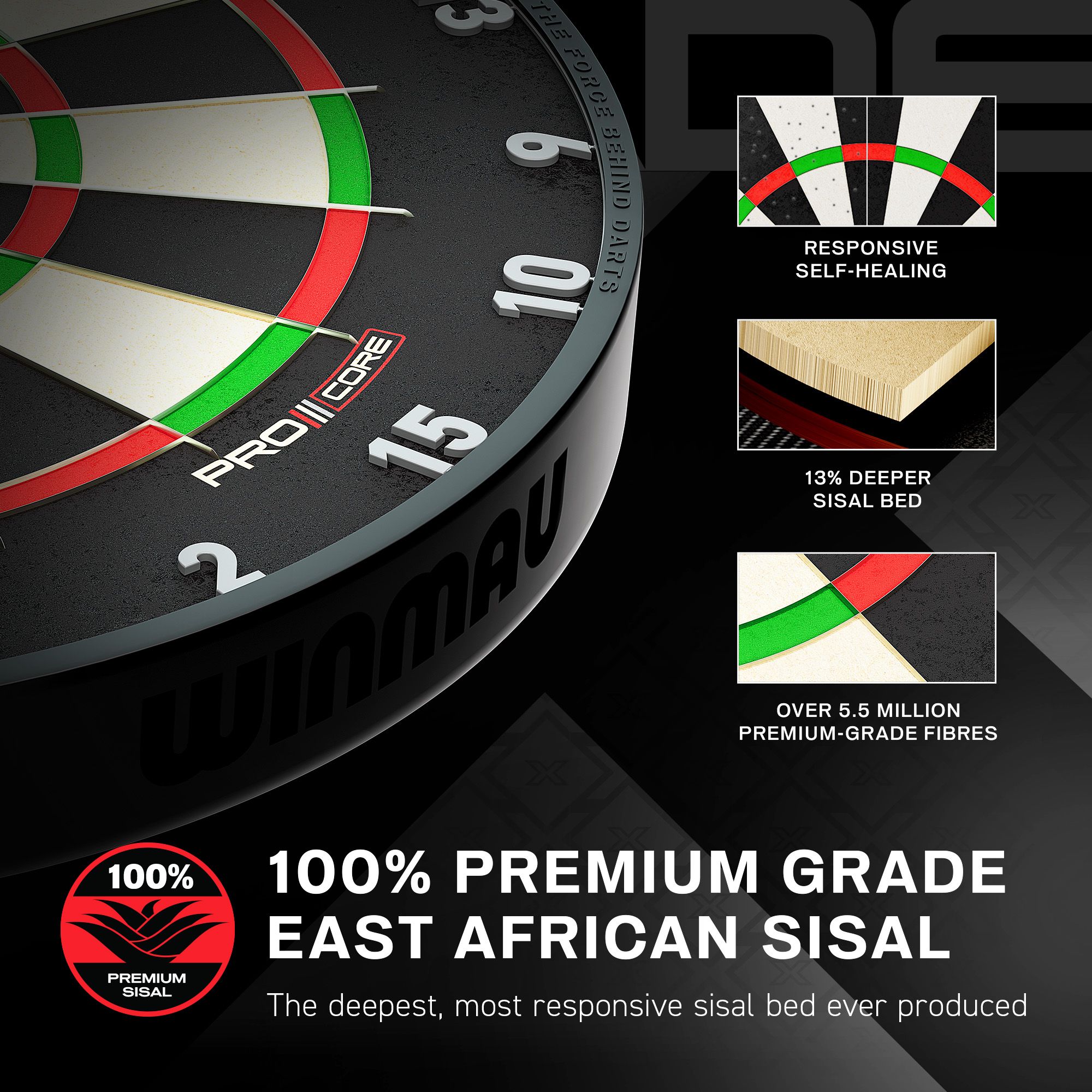 Stalowa tarcza do darta Winmau Blade X ProCore Hier ist ein Winmau Blade X ProCore Steeldartboard abgebildet. Das Produkt eignet sich für Dartspieler und Turniere.