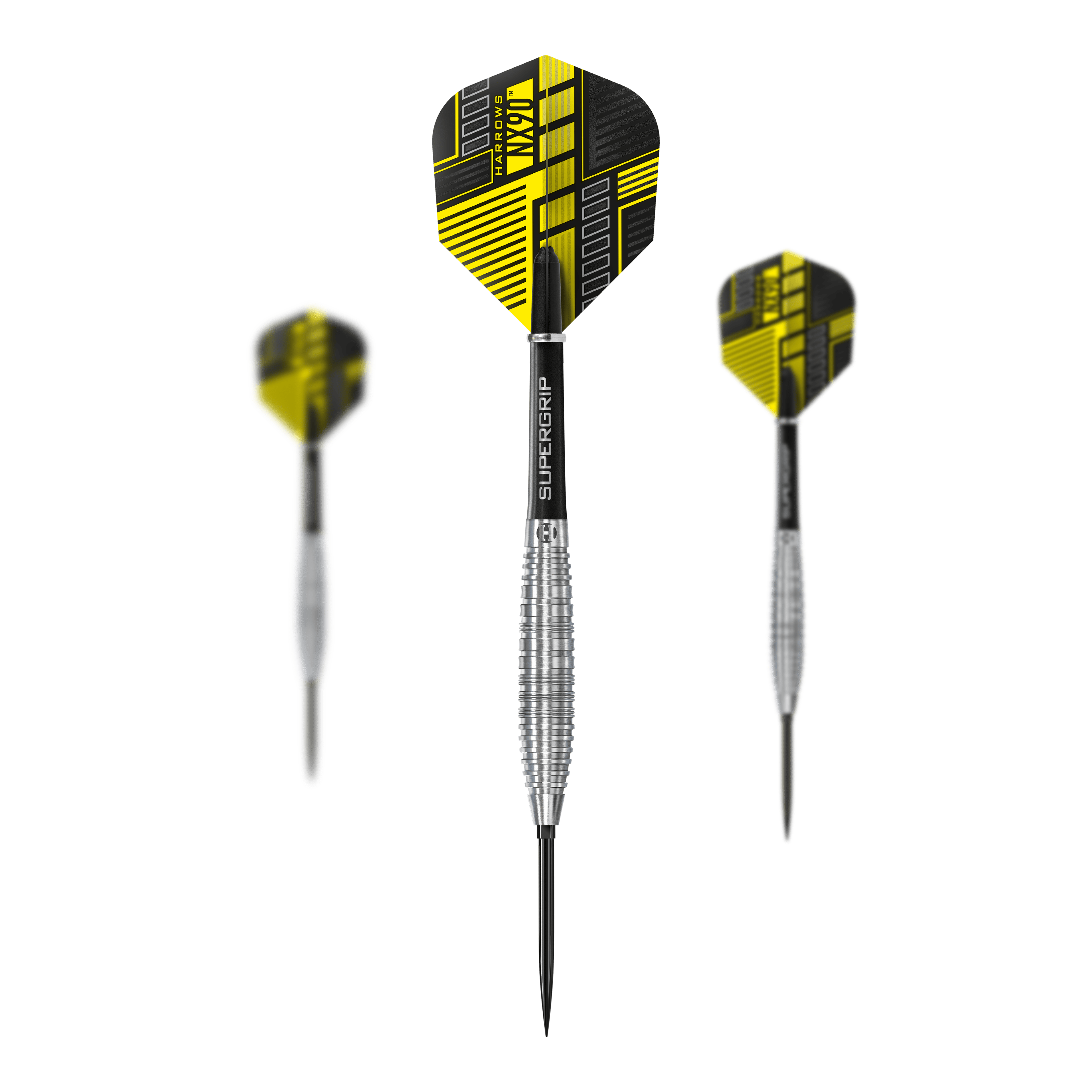 Lotki stalowe Harrows NX90 Bomb Quick Point Das Bild zeigt das Set Harrows NX90 Bomb Quick Point Steeldarts. Es handelt sich um spezielle Steeldarts für das Präzisionsspiel.