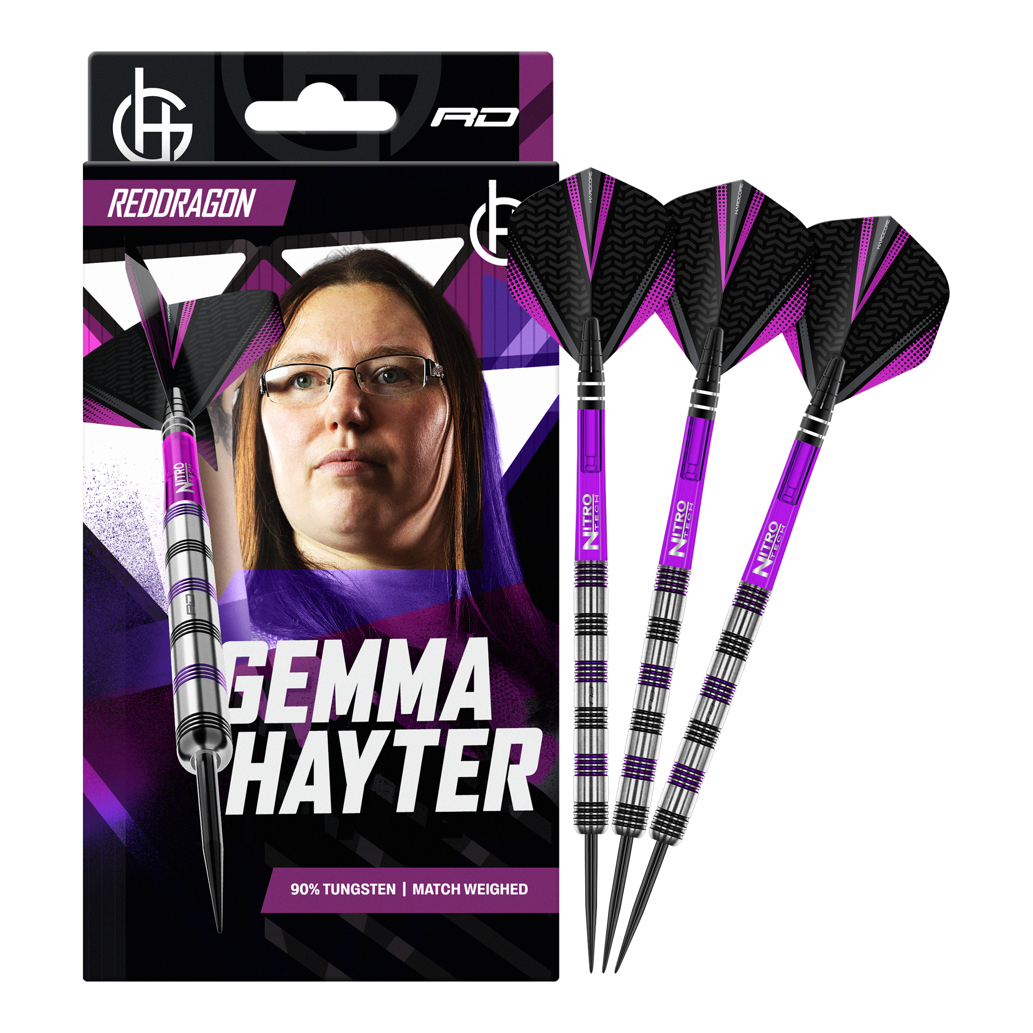 Rzutki stalowe Red Dragon Gemma Hayter - 22g Dieses Bild zeigt die Red Dragon Gemma Hayter Steeldarts - 22g in ihrer vollen Länge. Die Darts sind speziell für Präzision und Kontrolle entwickelt.