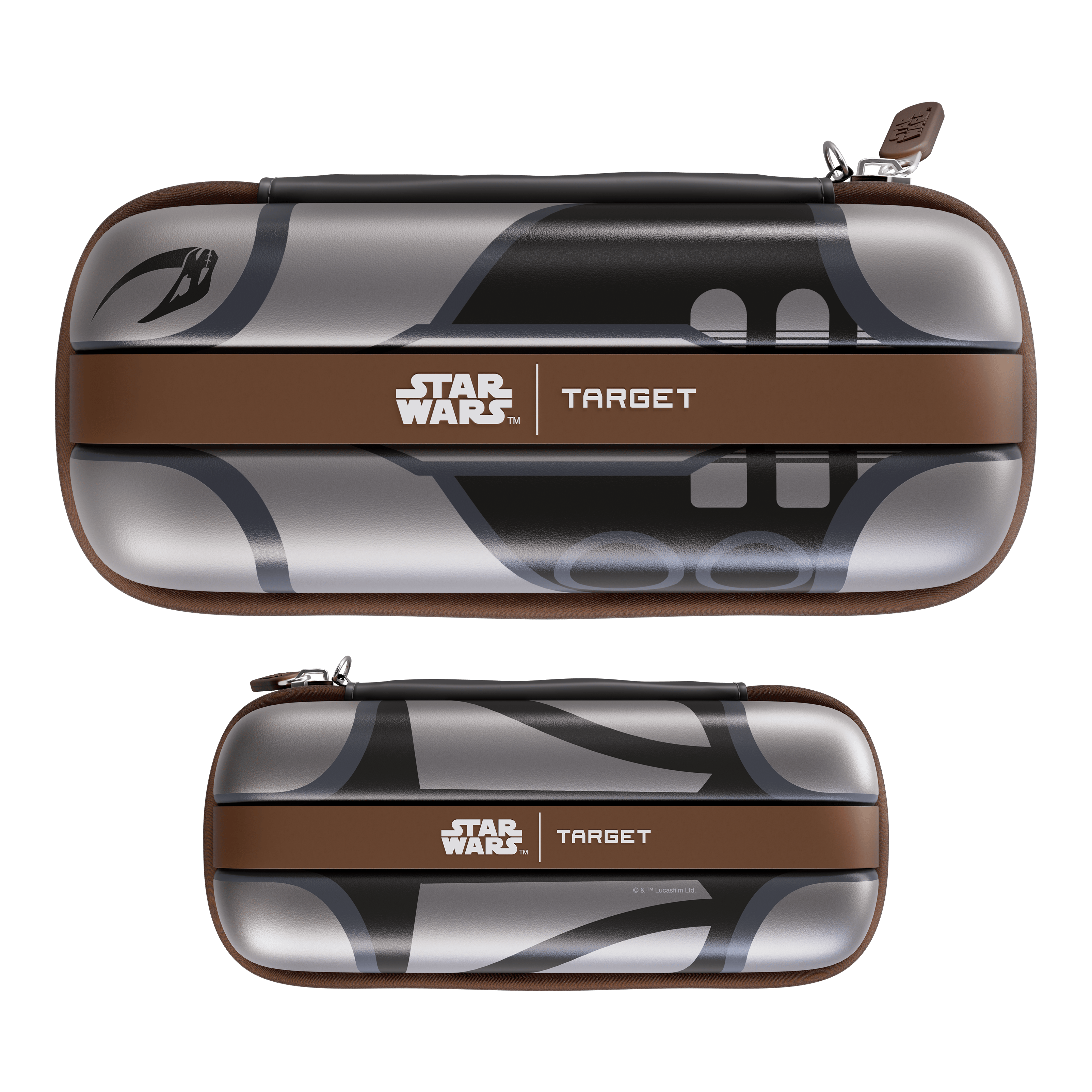 Das Bild zeigt das Target Star Wars Boa Dartcase - Mandalorian. Es handelt sich um ein Dart-Etui mit Mandalorian-Motiv aus der Star Wars Kollektion.