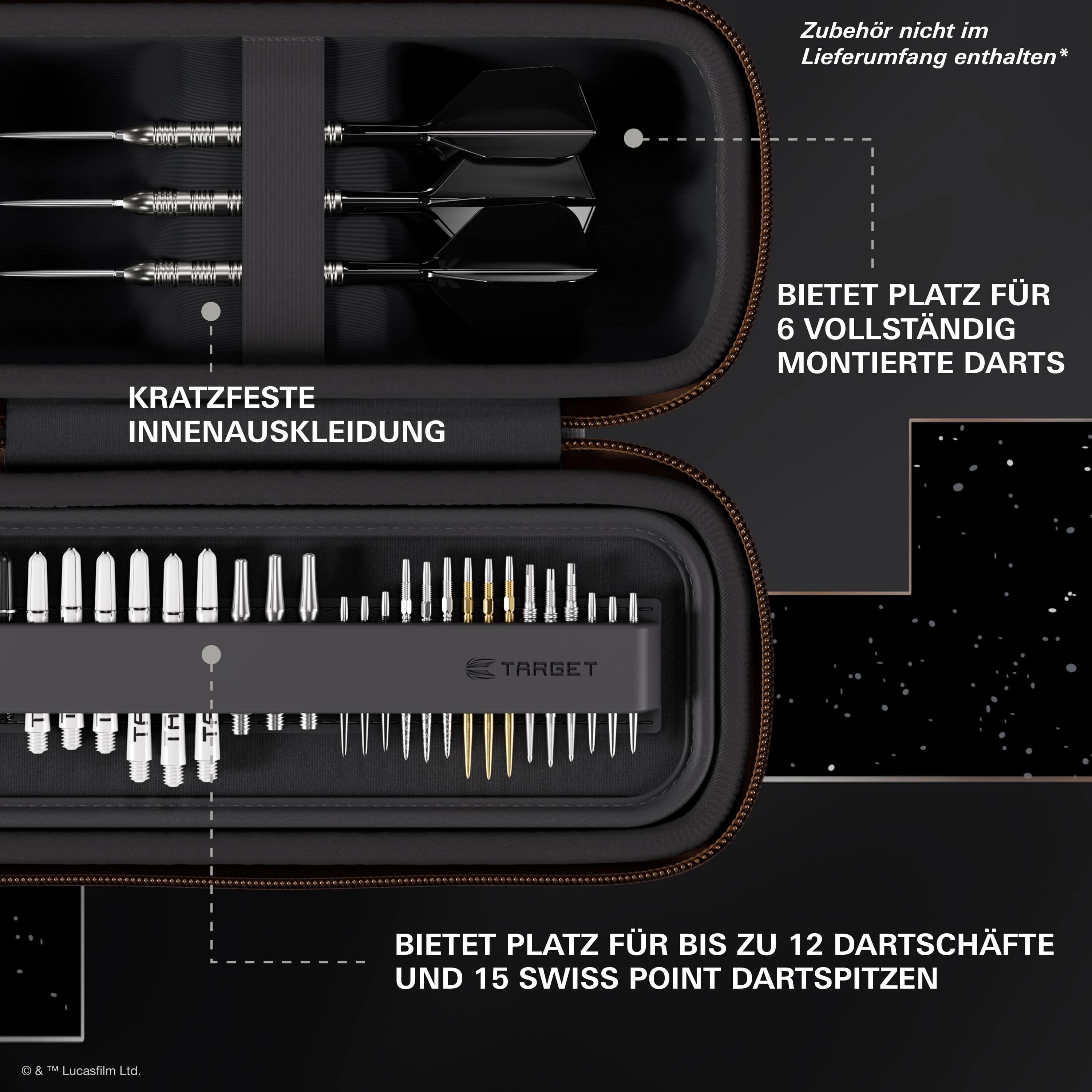 Etui na strzałki Boa Target Star Wars - Mandalorian Dieses Bild zeigt das Target Star Wars Boa Dartcase - Mandalorian. Das Dartcase hat ein Motiv vom Mandalorianer aus Star Wars.