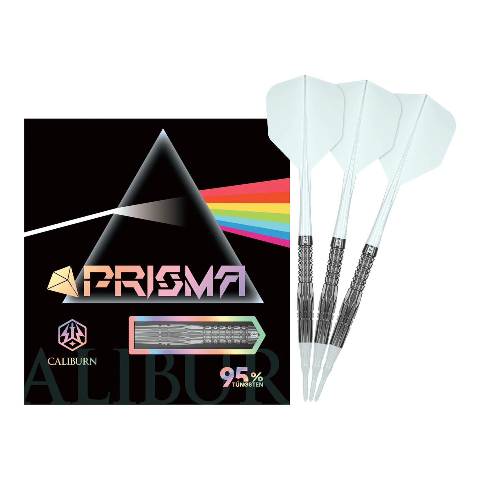 Miękkie lotki Caliburn Prisma P1 - 19g Das Bild zeigt den vollständigen Caliburn Prisma P1 Softdart mit 19g. Dieses Produkt eignet sich ideal für Softdartspieler.