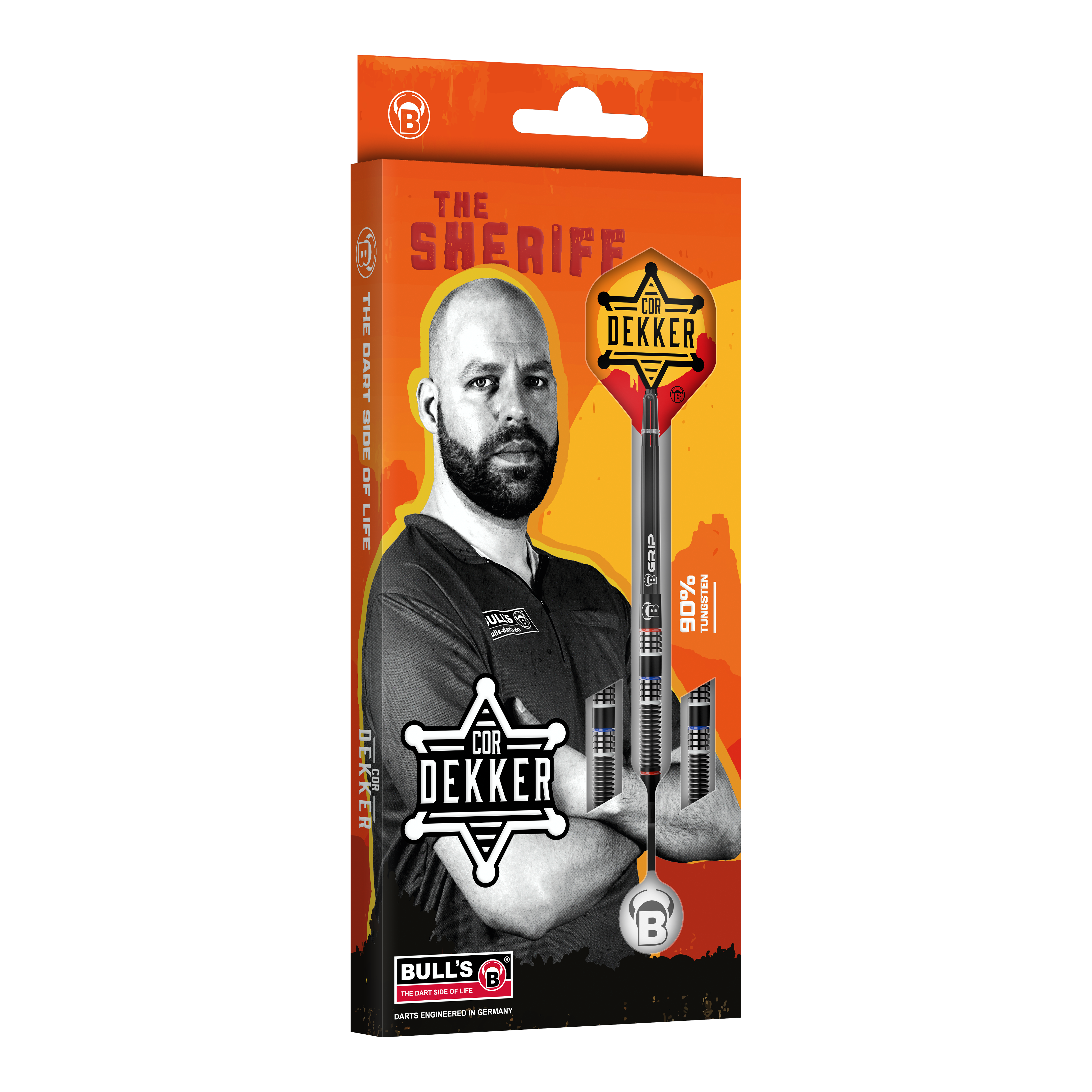 Bulls Cor Dekker The Sheriff Soft Darts - 20g Auf dem Foto sind die Bulls Cor Dekker The Sheriff Softdarts - 20g zu sehen. Die Softdarts sind aus einer anderen Perspektive abgebildet.