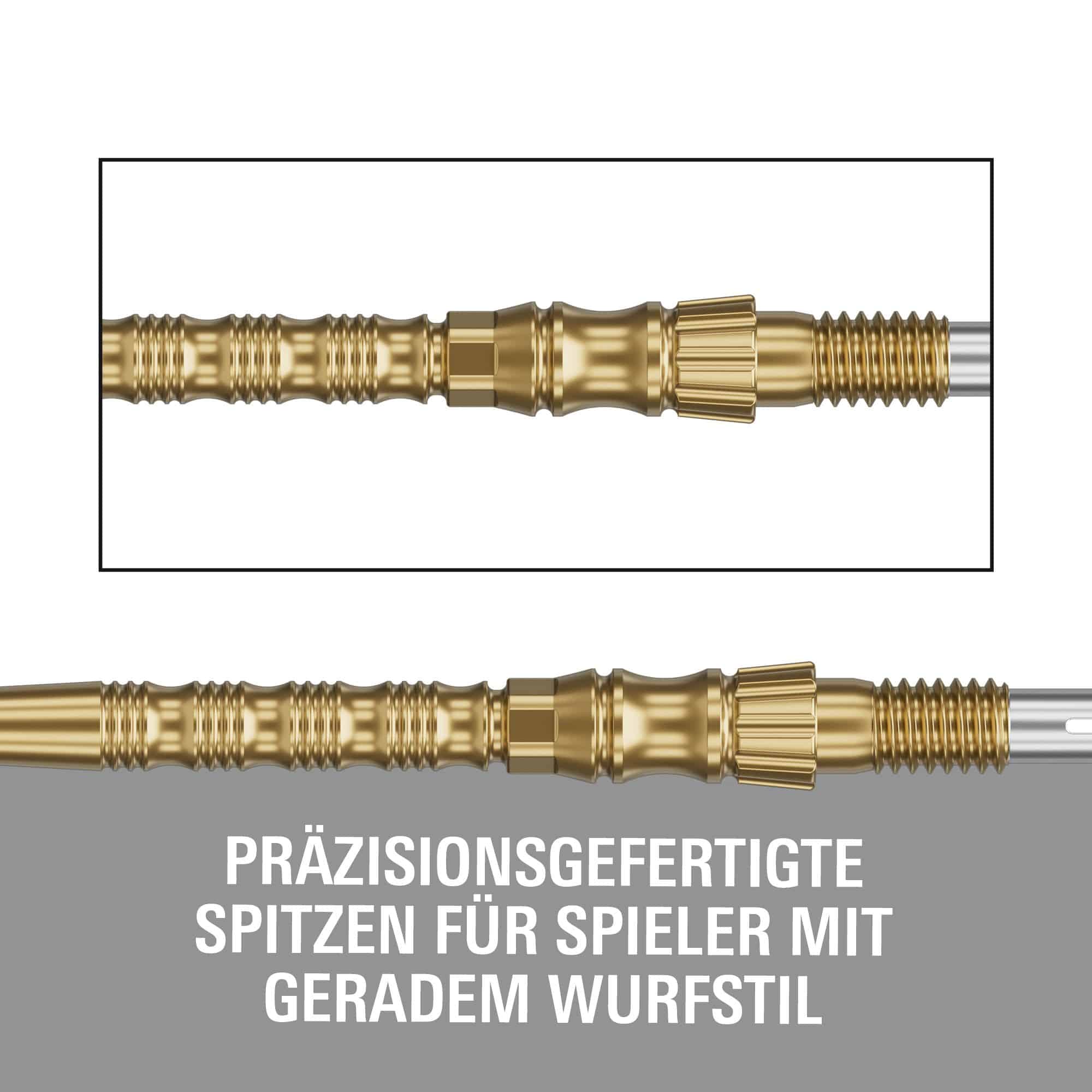 Stalowe groty do lotek Target Signature Swiss Point TRB - złote Gezeigt werden Target Signature Swiss Point TRB Steeldartspitzen - Gold. Diese Dartspitzen haben eine goldene Farbe und sind für Steeldarts gedacht.