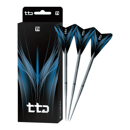 Caliburn TTD Complete Titanium T1 Silver Steeldarts - 5g Das Bild zeigt die Caliburn TTD Complete Titanium T1 Silver Steeldarts - 5g. Es handelt sich um hochwertige silberne Steeldarts aus Titan.