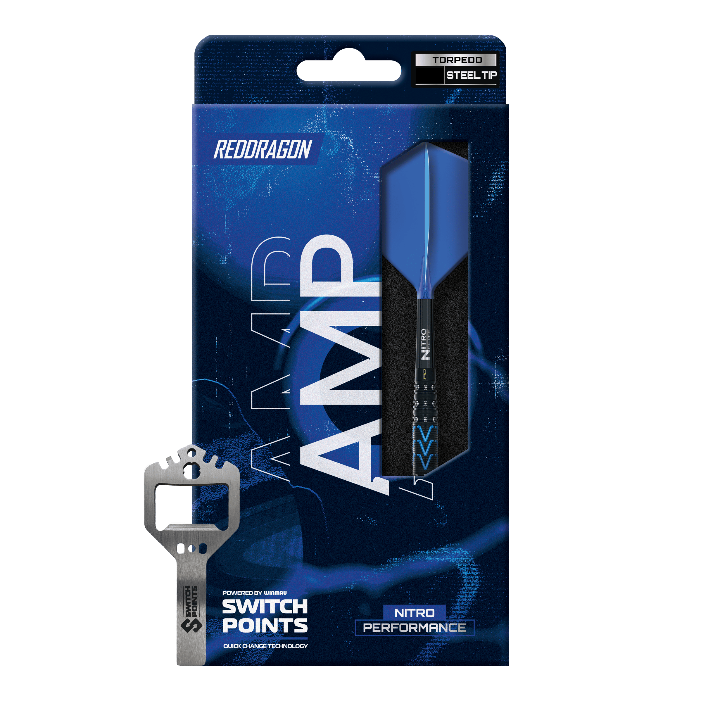 Rzutki stalowe Red Dragon AMP Torpedo Switch Point Das Bild zeigt die Red Dragon AMP Torpedo Switch Point Steeldarts. Die Darts haben ein modernes Design und sind für Präzisionswürfe geeignet.