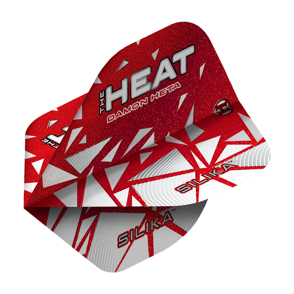 Das Bild zeigt Harrows Silika Damon Heta Series 4 No2 Standard Flights. Es handelt sich um ein Zubehörteil für Dartspieler.