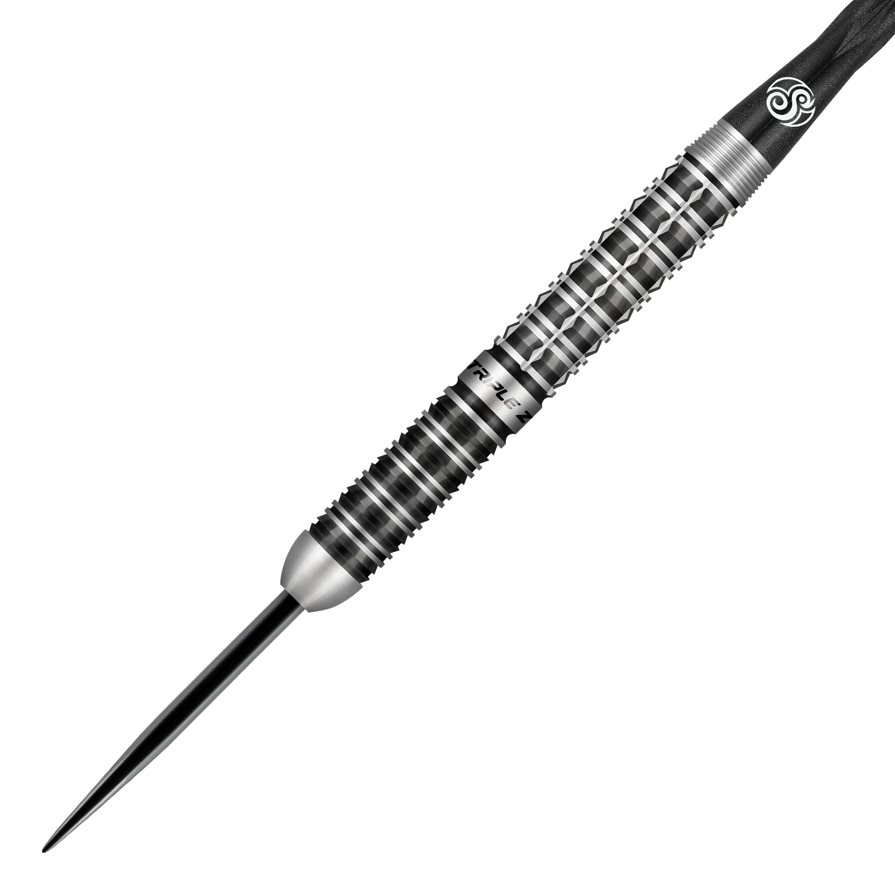 Strzelaj stalowymi rzutkami Niels Zonneveld V2 Das Bild zeigt einen Shot Niels Zonneveld V2 Steeldart. Der Dart hat ein silber-schwarzes, geriffeltes Design für besseren Halt.