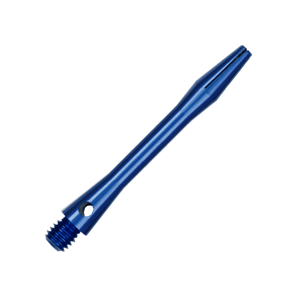 Wałki aluminiowe - niebieskie Ein einzelner blauer Aluminiumschaft ist im Bild zu erkennen. Er ist passend für handelsübliche Dartpfeile.