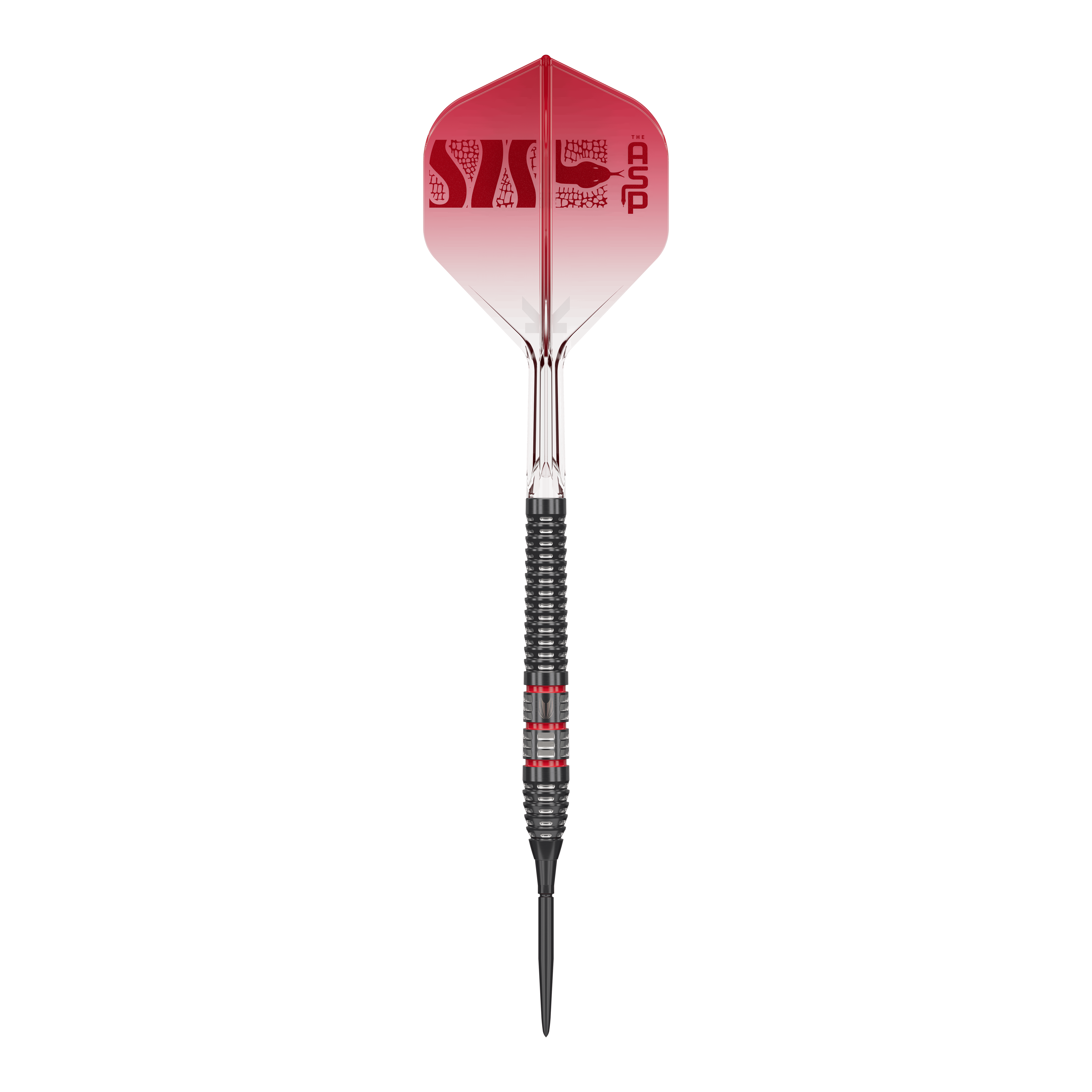 Lotki stalowe Target Nathan Aspinall 95K Swiss Point Foto von Target Nathan Aspinall 95K Swiss Point Steeldarts. Die Steeldarts sind aus einer bestimmten Perspektive zu sehen.