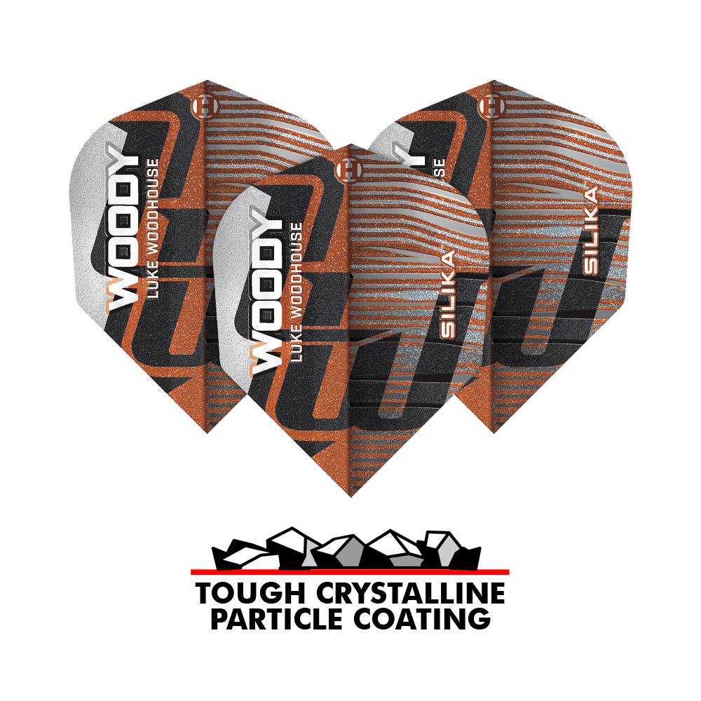 Harrows Silica Luke Woodhouse Seria 3 nr 6 Loty Harrows Silika Luke Woodhouse Series 3 No6 Flights ist auf diesem Bild zu sehen. Es handelt sich um einen Flight für Dartpfeile.