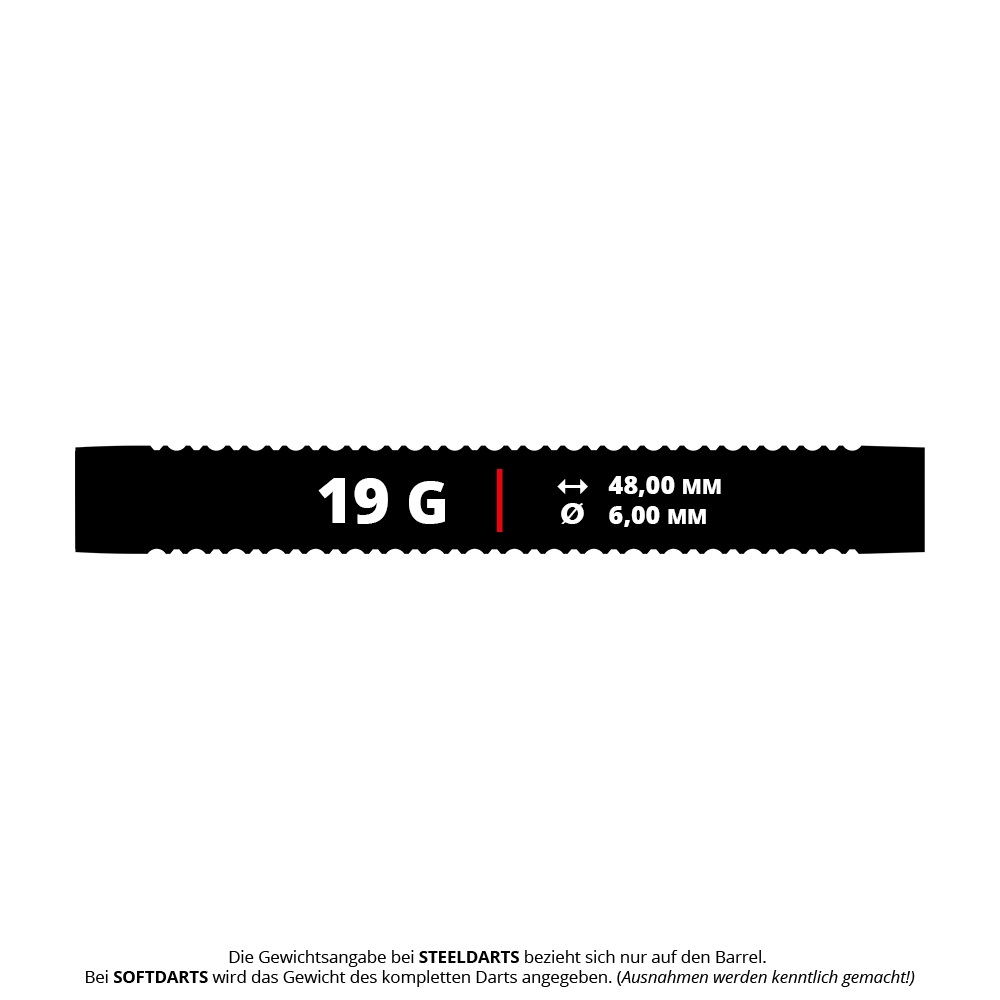 Das Bild zeigt die Mission Kaleidos Softdarts mit 19 Gramm Gewicht. Die Softdarts werden aus einer nahen Perspektive präsentiert.