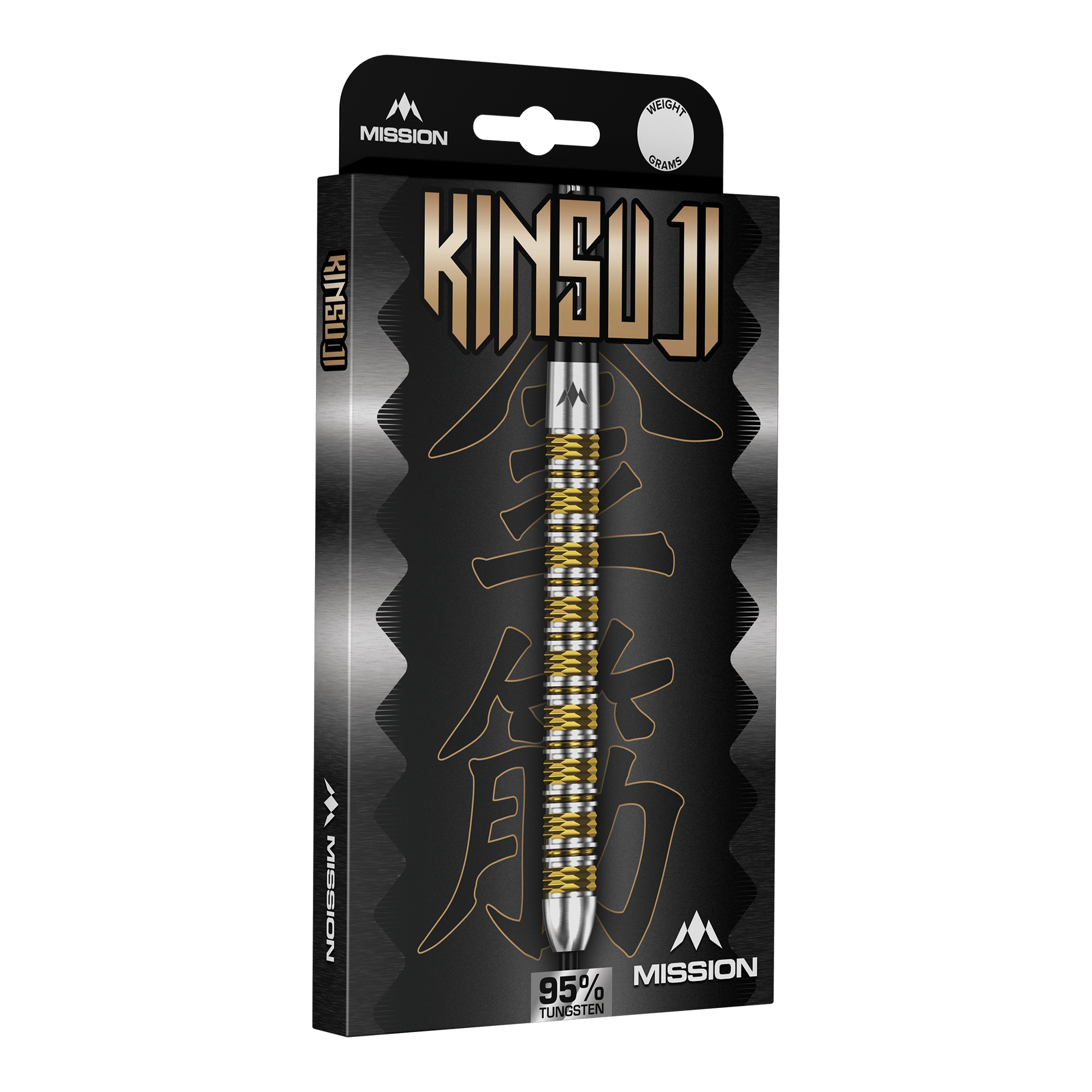 Misja Kinsuji Steeldarts Abgebildet sind die Mission Kinsuji Steeldarts. Der Dartpfeil ist aus nächster Nähe zu sehen.