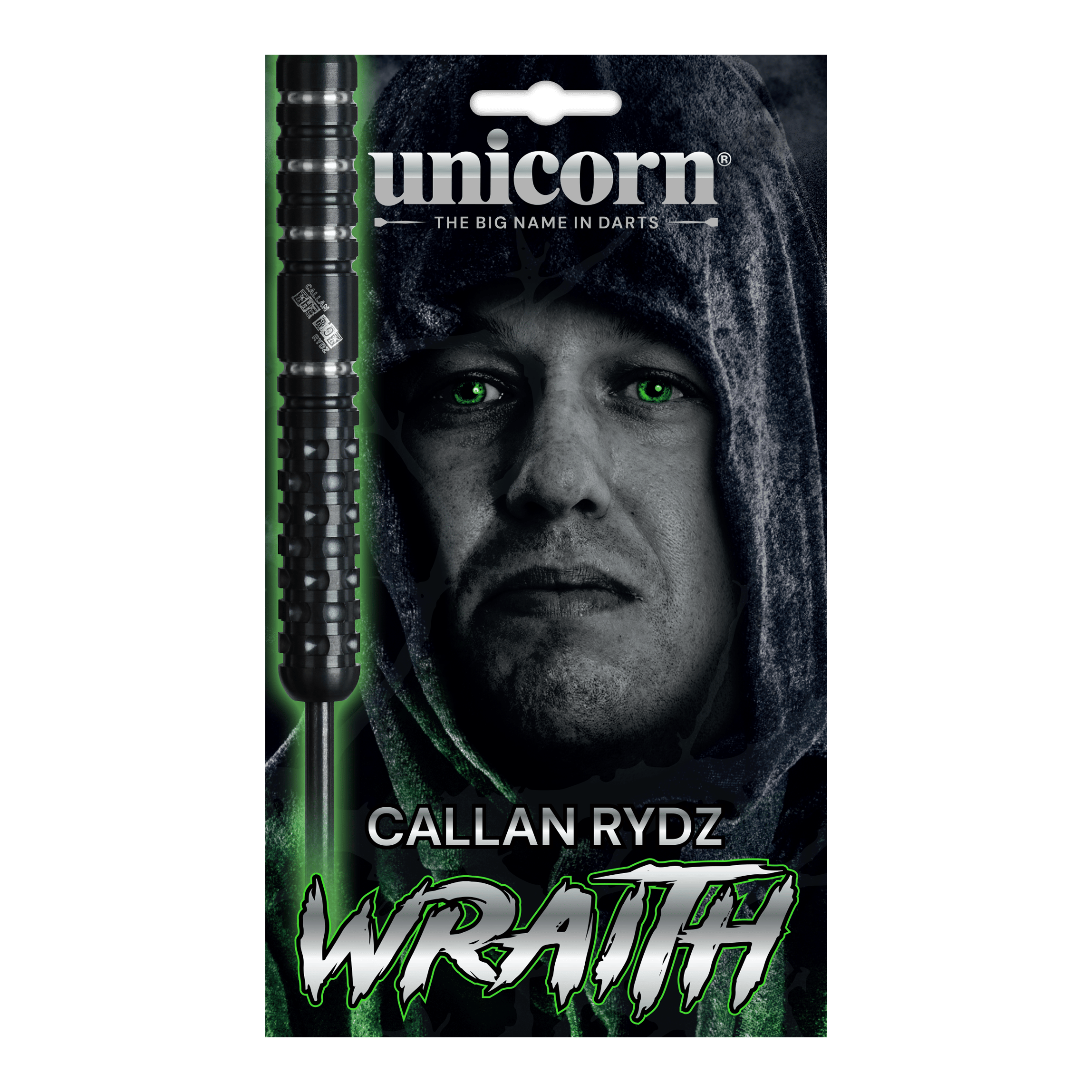 Das Foto zeigt Unicorn Wraith Callan Rydz Steeldarts - 23g. Die Darts sind für professionelle Spieler geeignet.