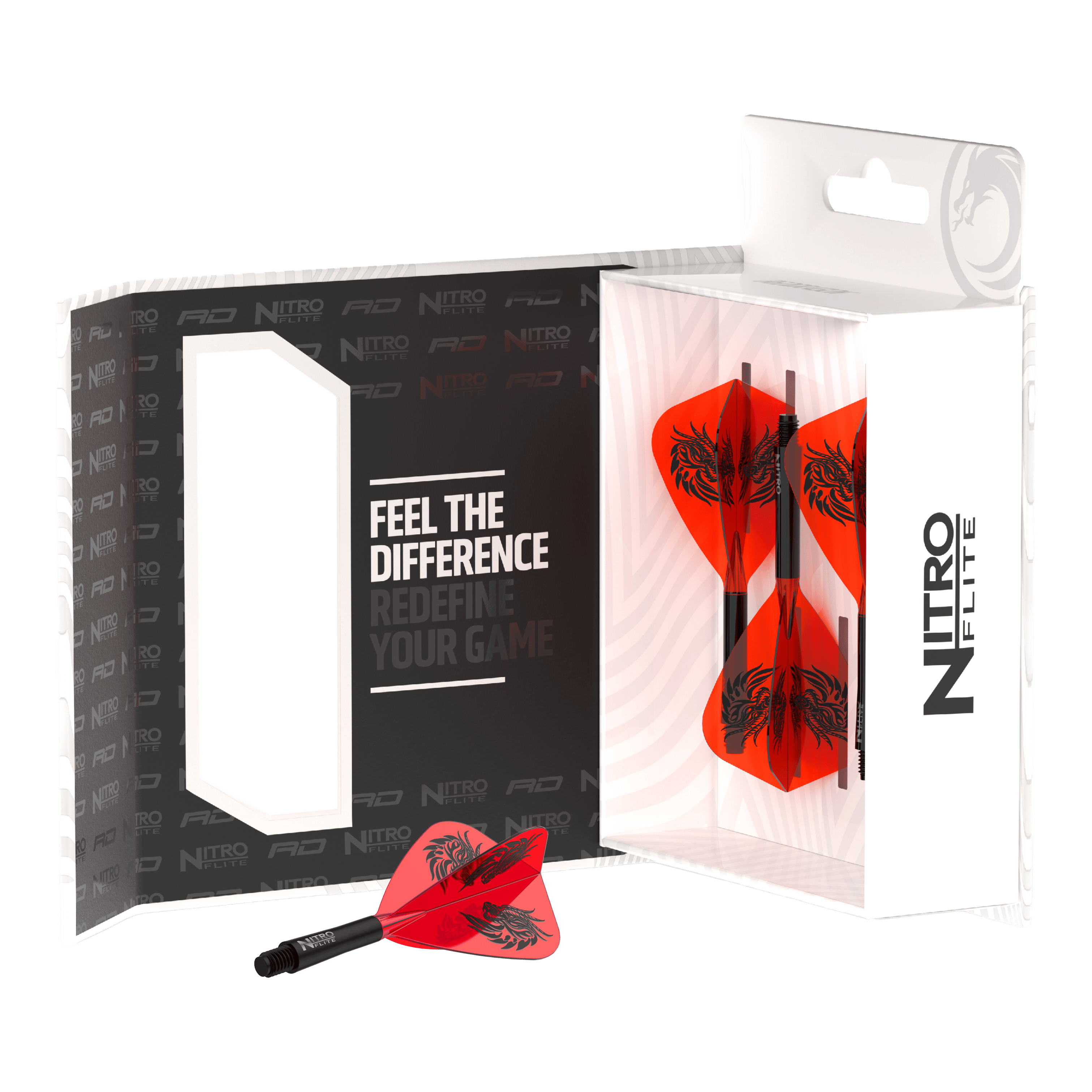 Abgebildet sind Red Dragon Nitro Flite - Jonny Clayton Kite Flights. Diese Dart-Flights sind für Fans und Spieler im Jonny Clayton Stil gestaltet.