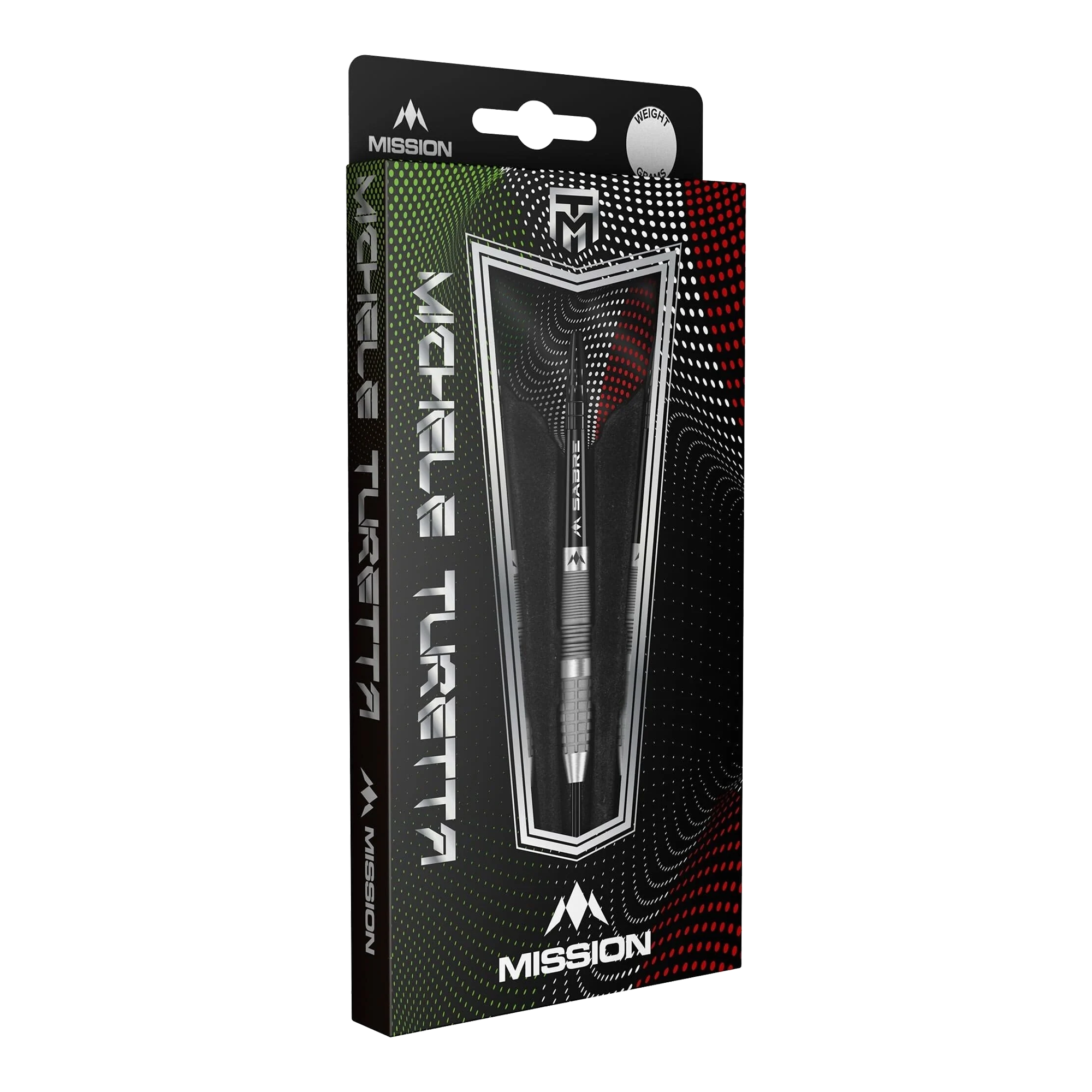 Die Mission Michele Turetta Sandblasted Steeldarts in 23g sind abgebildet. Die Dartpfeile verfügen über ein sandgestrahltes Design.