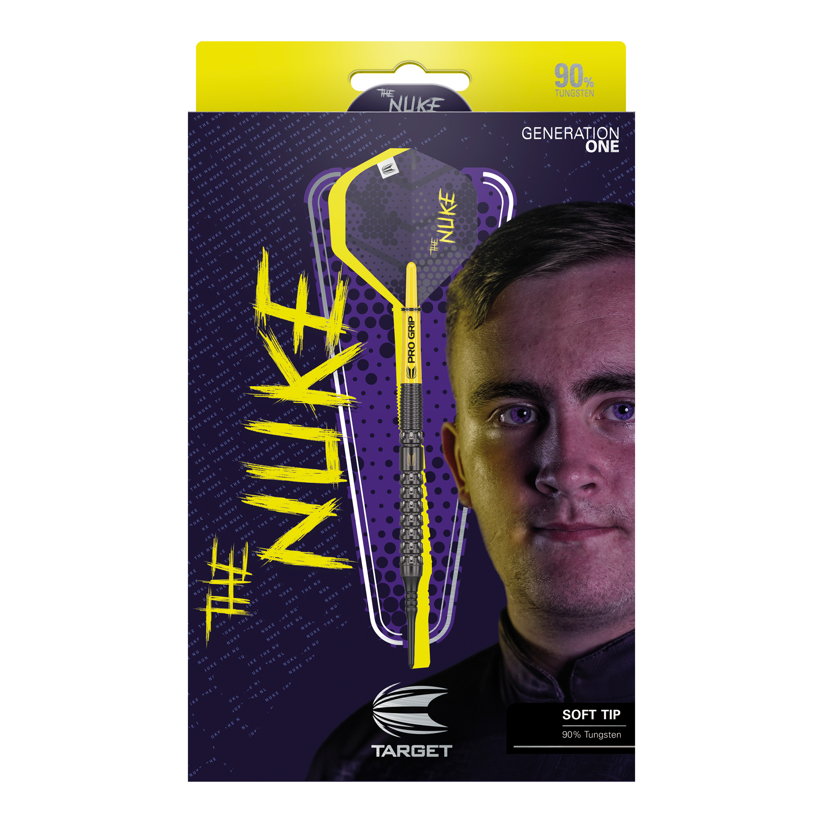 Lotki miękkie Target Luke Littler GEN1 - 19 g Das Bild zeigt ein Dart-Produkt. Auf dem Bild ist '210324_Target_Luke_Littler_GEN1_Softdarts_3_(1)' als Dateiname angegeben.