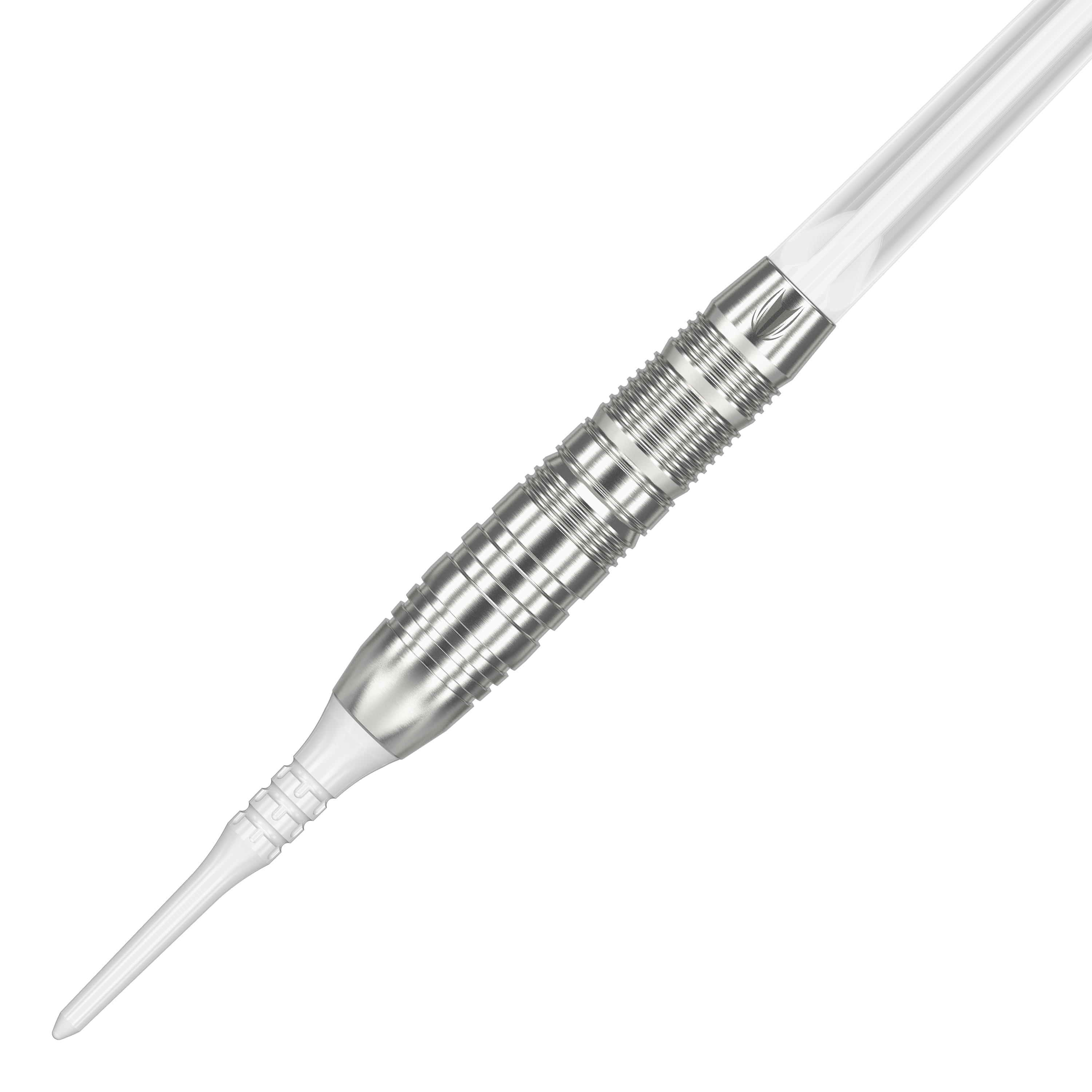 Target Japan Crux Trust Soft Darts - 17g Dies ist ein silberner Softdartpfeil mit einem weißen Kunststoffspitze. Das Produkt heißt "Target Japan Crux Trust Softdarts - 17g".