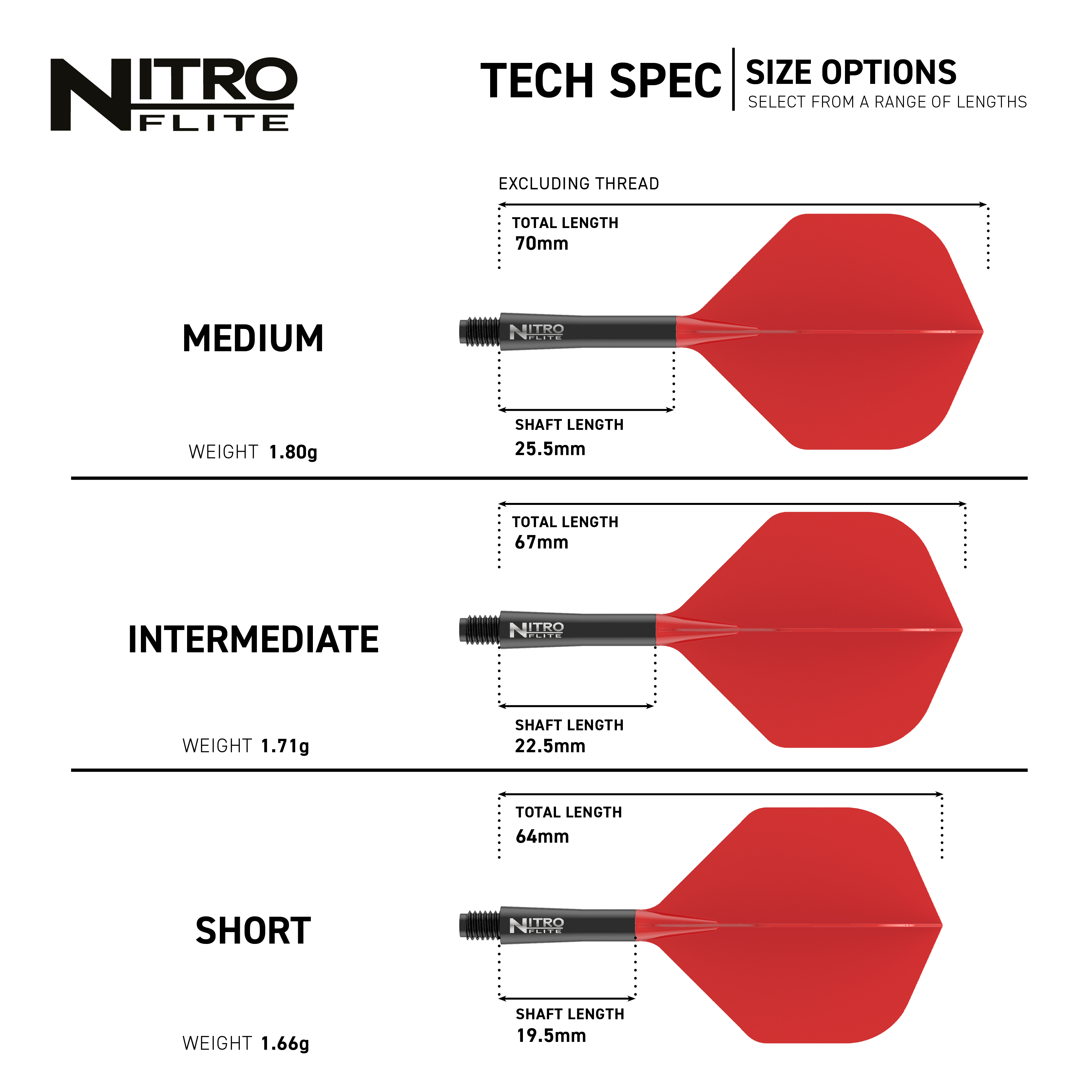 Red Dragon Nitroflite - Black Shaft Red No2 Flights werden gezeigt. Es handelt sich um schwarze und rote Dart-Flights.
