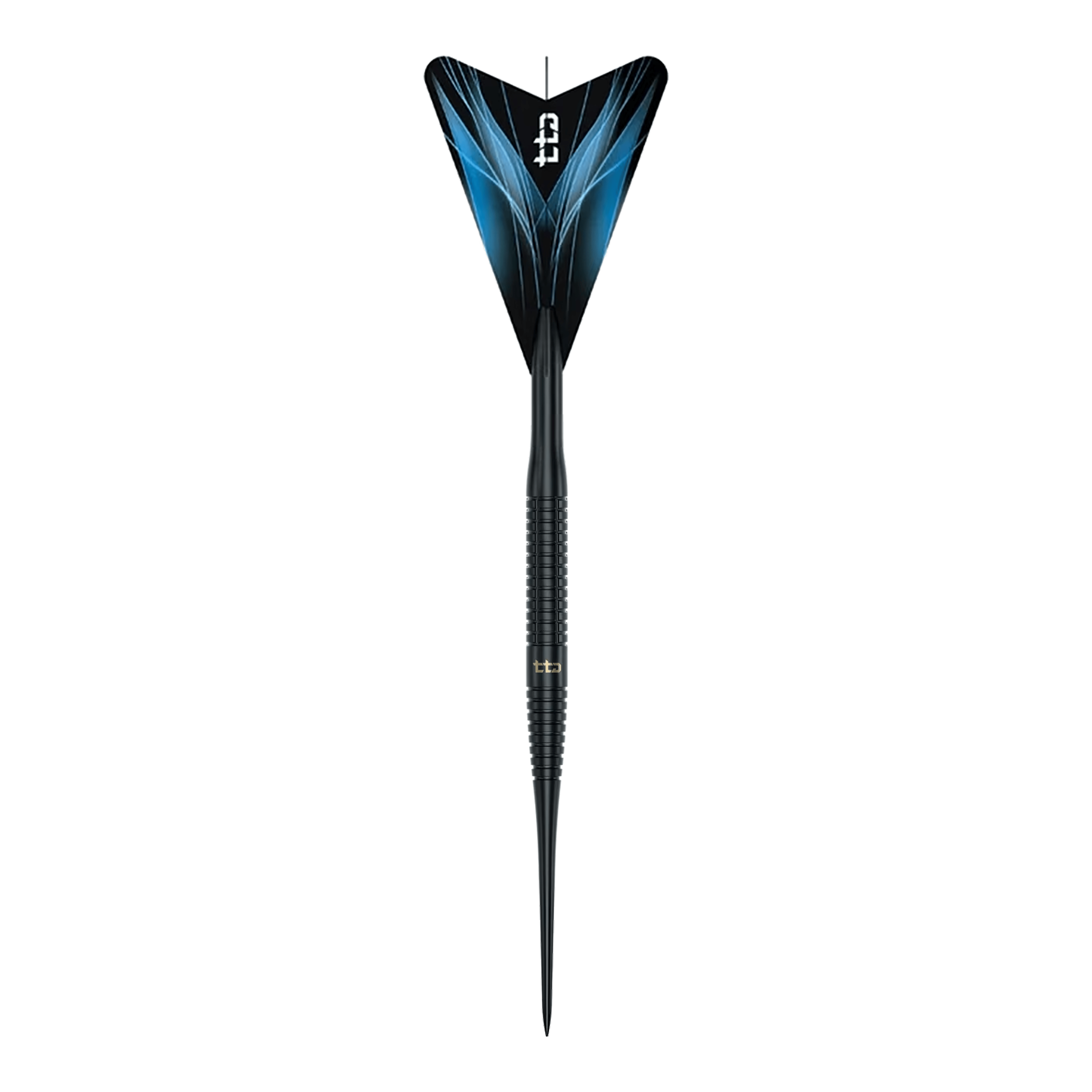 Die Abbildung präsentiert die Caliburn TTD Complete Titanium T3 Black Steeldarts mit einem Gewicht von 7g. Sie sind hochwertig verarbeitet und ideal für Präzisionswürfe.