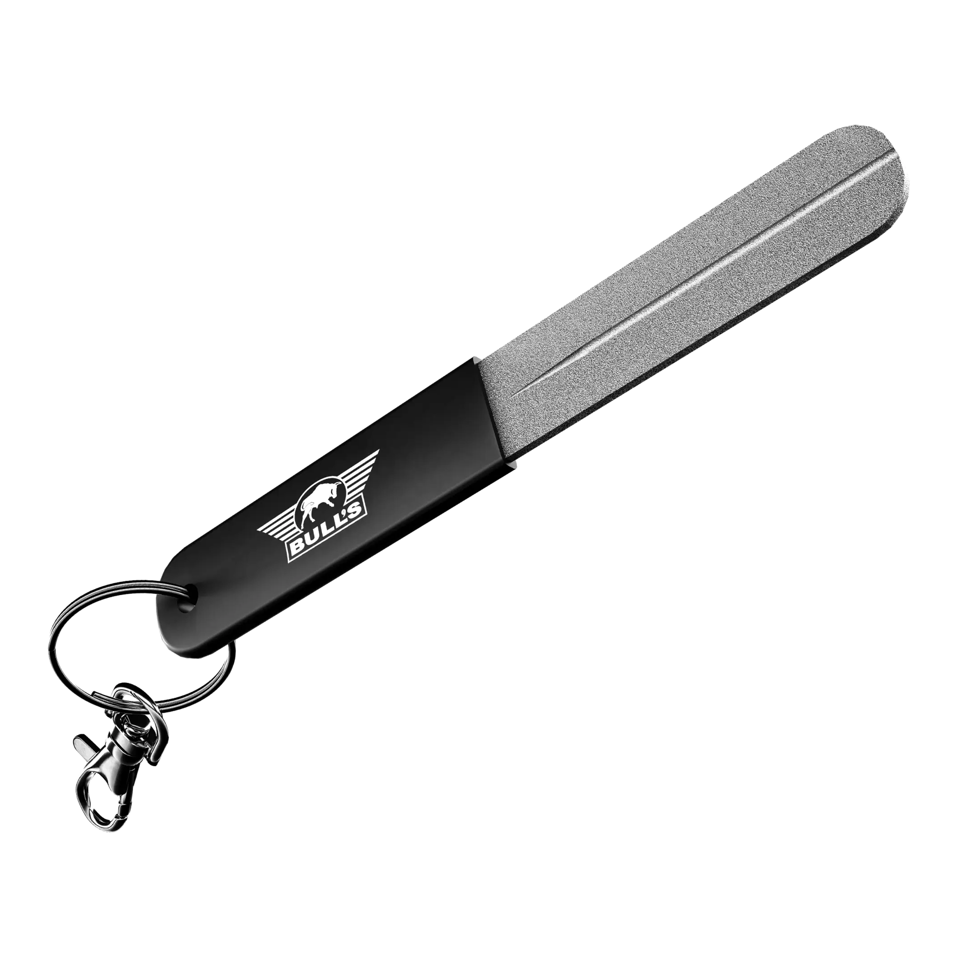 Kamień do ostrzenia ręcznego Bulls NL Abgebildet ist der Bulls NL Hand Sharpener Schleifstein, ein Werkzeug zum Schärfen von Dartspitzen. Man sieht den Schleifstein aus einer anderen Perspektive.