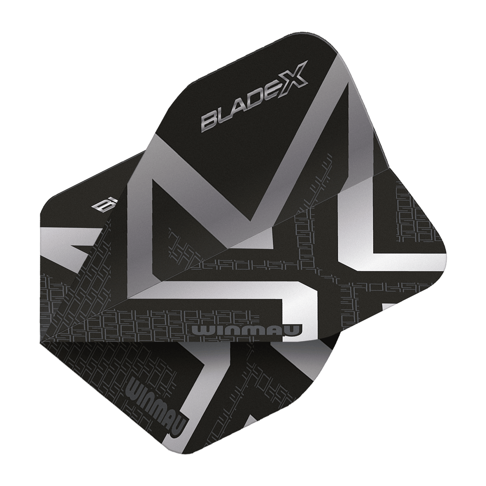 Winmau Prism Delta Blade X Metallic Silver No2 Standardowe lotki Das Bild zeigt die Winmau Prism Delta Blade X Metallic Silver No2 Standard Flights. Diese Flights haben ein auffälliges, silbernes Design.