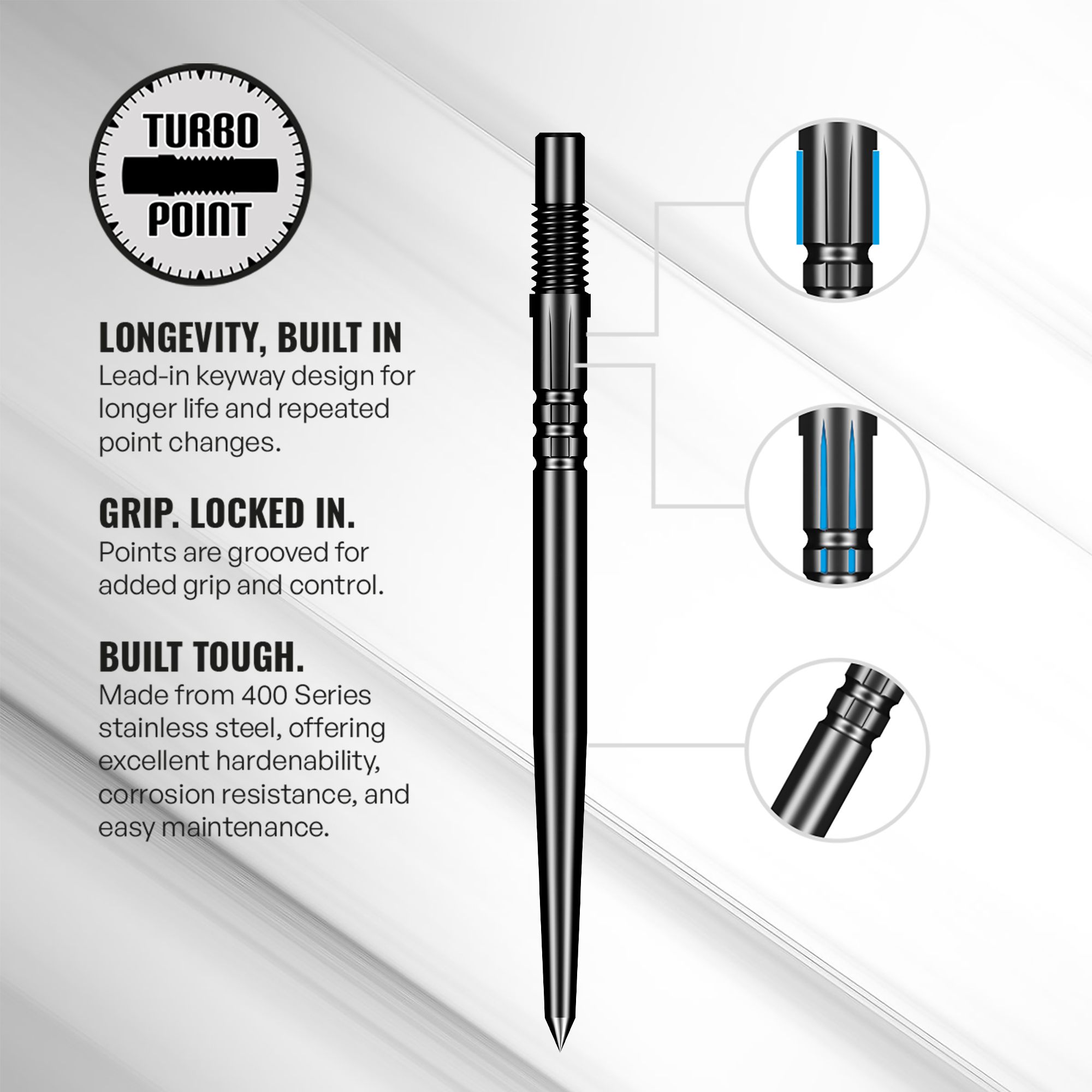 Narzędzie Shot Turbo Point Abgebildet ist das Shot Turbo Point Tool. Dieses Werkzeug dient zur Montage und Wartung von Dartspitzen.