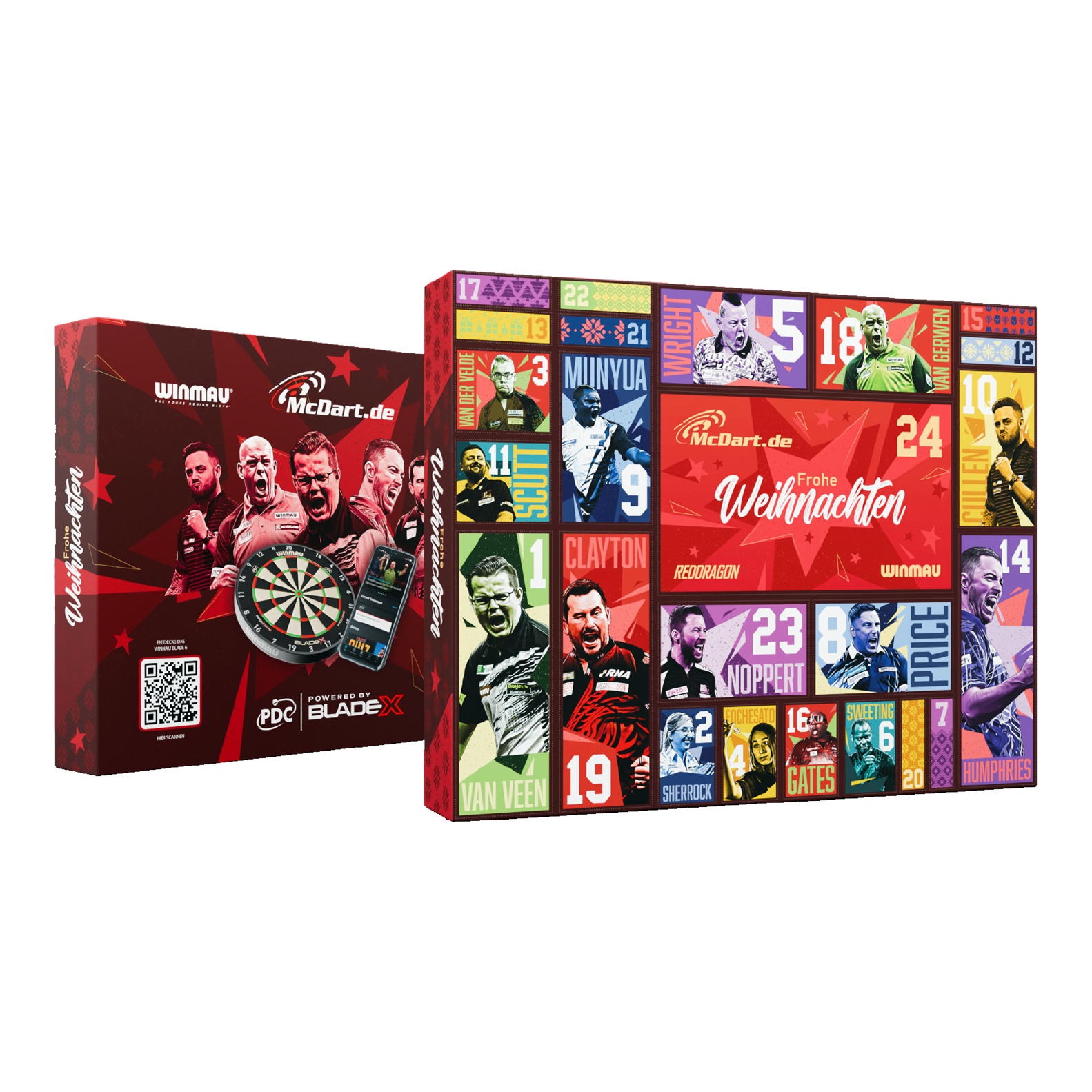 Kalendarz adwentowy McDart Steel Darts 2026 Hier ist der McDart Steel-Darts Adventskalender 2026 abgebildet. Die Verpackung hebt das Adventskalender-Design für Darts-Spieler hervor.