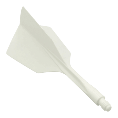 System lotu Condor AX 120 biały - wąski Das Bild zeigt das Produkt "Condor Axe 120 Flight-System White - Narrow". Es handelt sich um ein weißes, schmales Dart-Flight-System aus einem Stück.