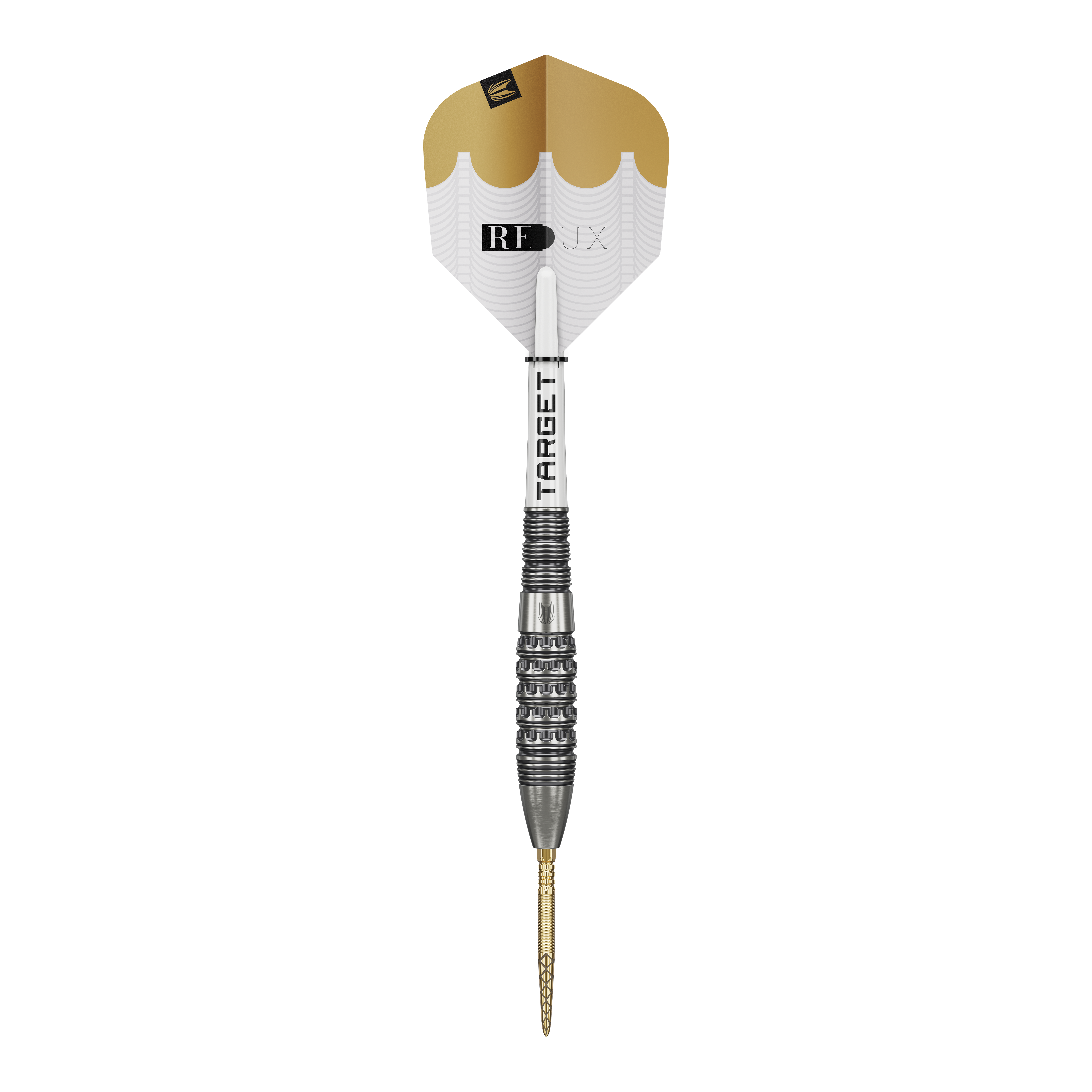 Hier sind die Target Redux 02 Swiss Point Steeldarts zu sehen. Die Steeldarts bieten eine hohe Qualität und Präzision.