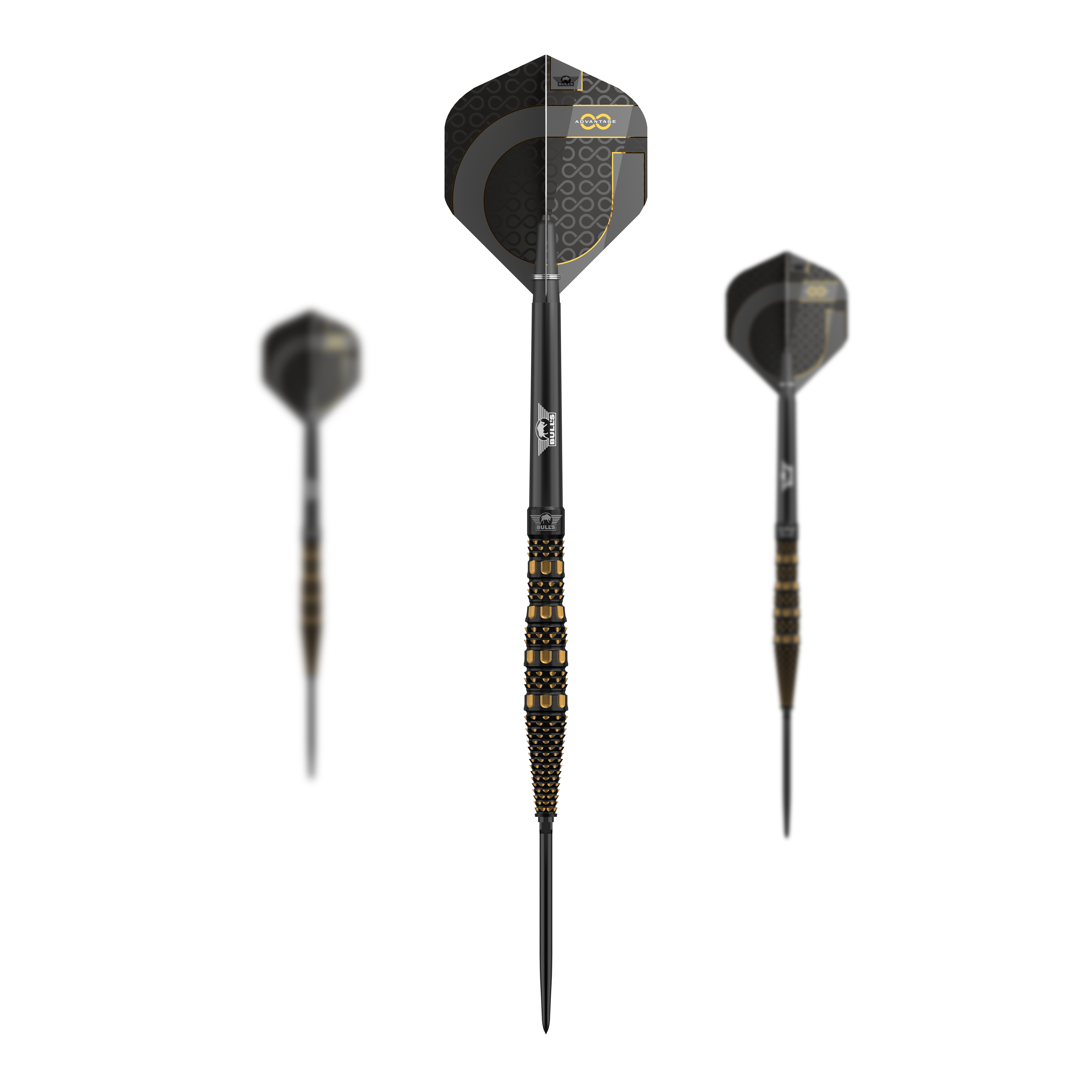 Darty Bulls NL Advantage 95 Slope Convertible Point Steel Zu sehen ist ein Set Bulls NL Advantage 95 Slope Convertible Point Steeldarts. Das Set ist vollständig dargestellt.