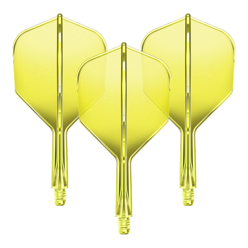 System wału lotniczego GOAT A1R No6 - neonowożółty Ein Flight-Shaft-System GOAT A1R No6 in Neon-Gelb mit 19mm Länge ist zu sehen. Das Set besteht aus Komponenten für Dartpfeile.
