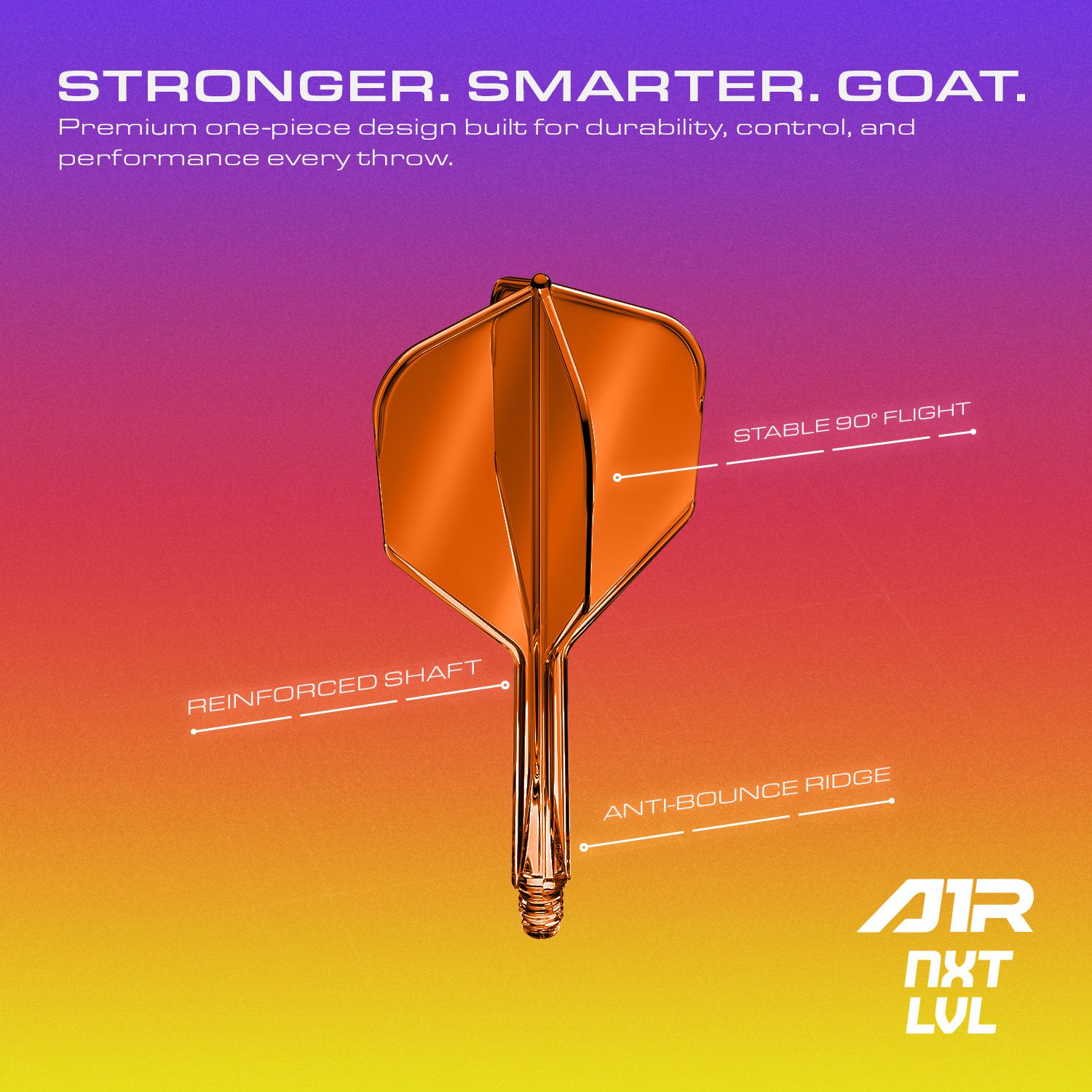 System wału lotniczego GOAT A1R No6 – neonowopomarańczowy Das GOAT A1R No6 Flight-Shaft-System in Neon Orange ist auf diesem Bild abgebildet. Die farbenfrohe Gestaltung macht es besonders ansprechend für Dartspieler.