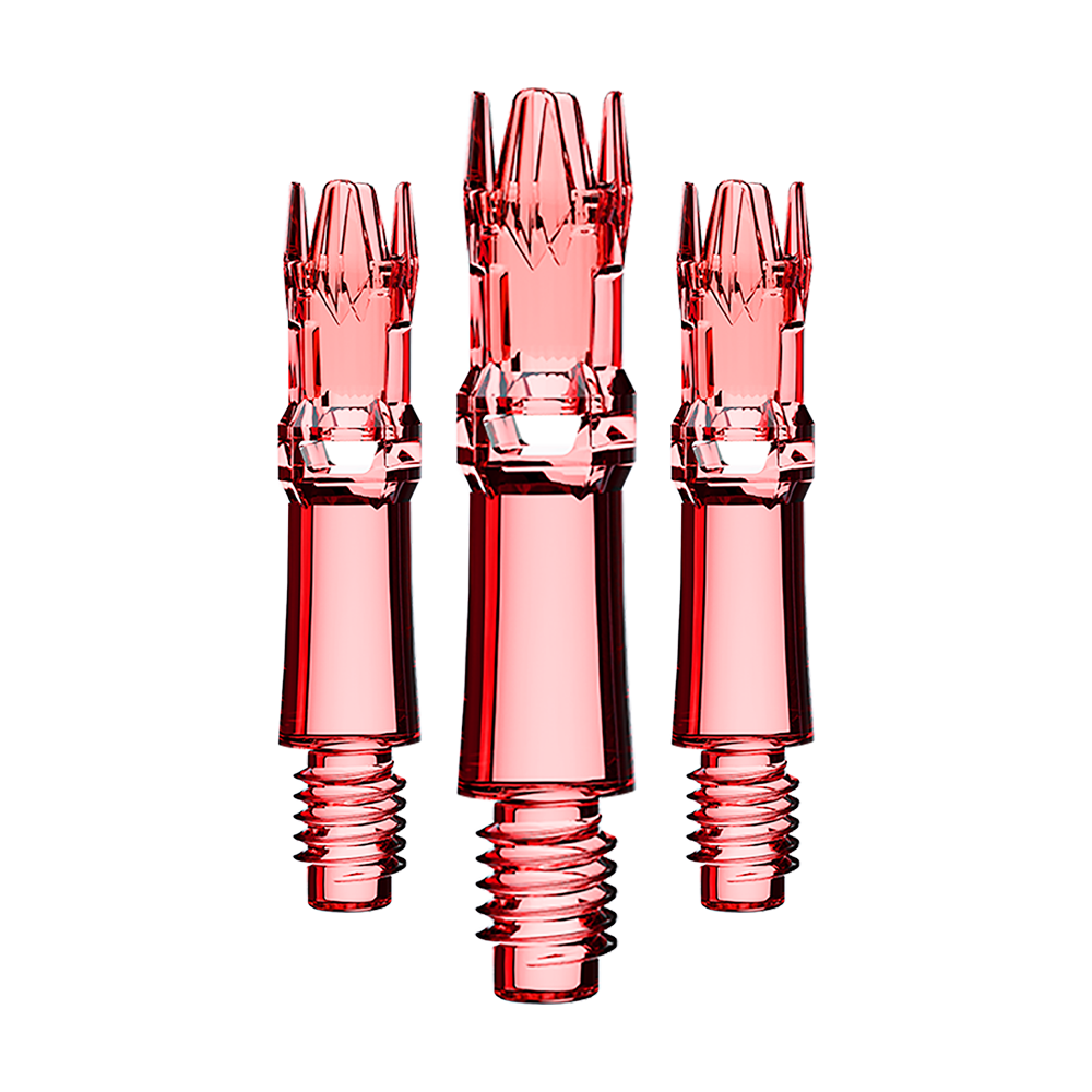 Wałki zamienne do systemu L-Style L-System – przezroczysto-czerwone Das Bild zeigt ein Set roter transparenter Ersatzshafts. Mehrere Shafts sind zu sehen.