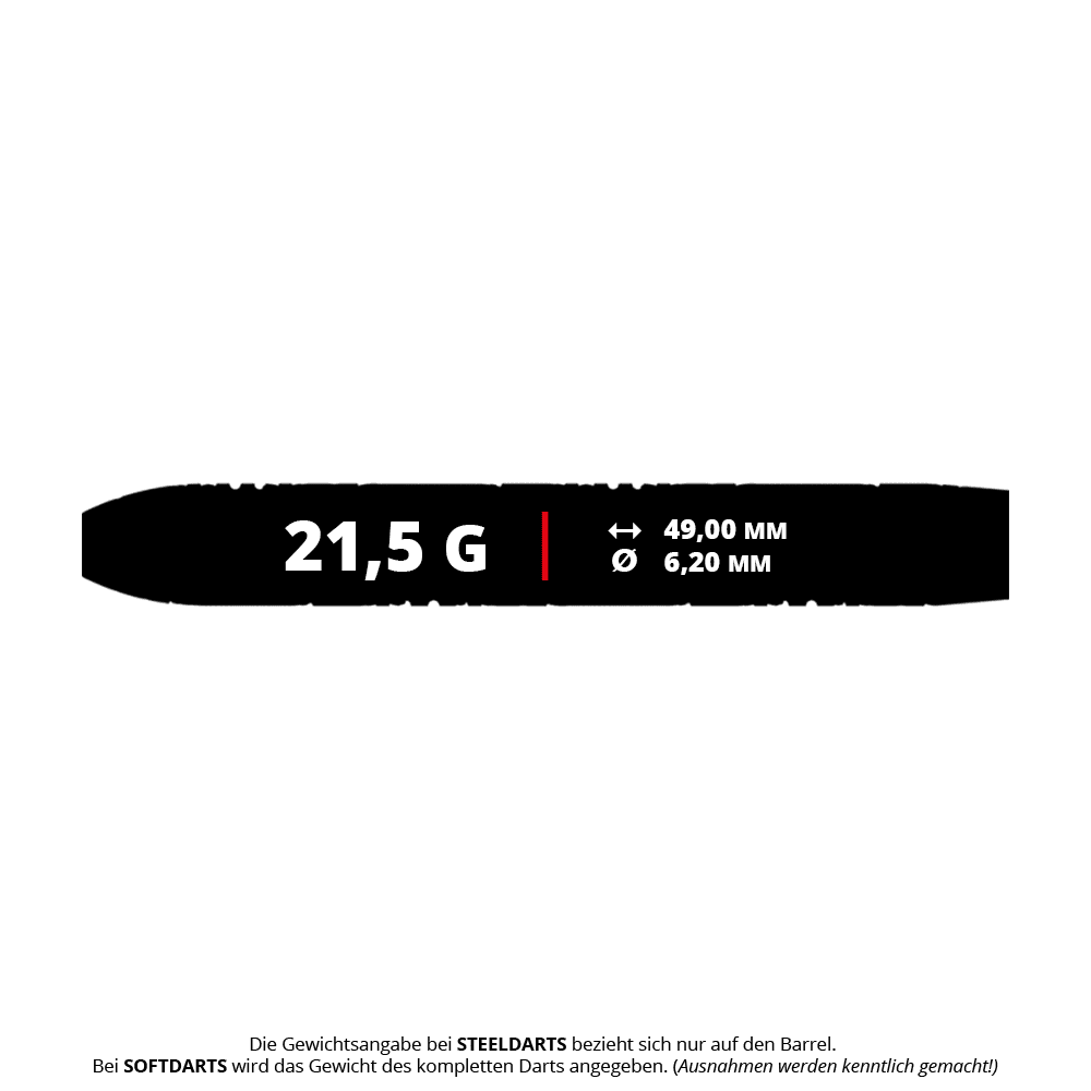 Hier sind die Caliburn Halo H3 Steeldarts mit 21,5g zu erkennen. Die Steeldarts sind einzeln im Bild dargestellt.