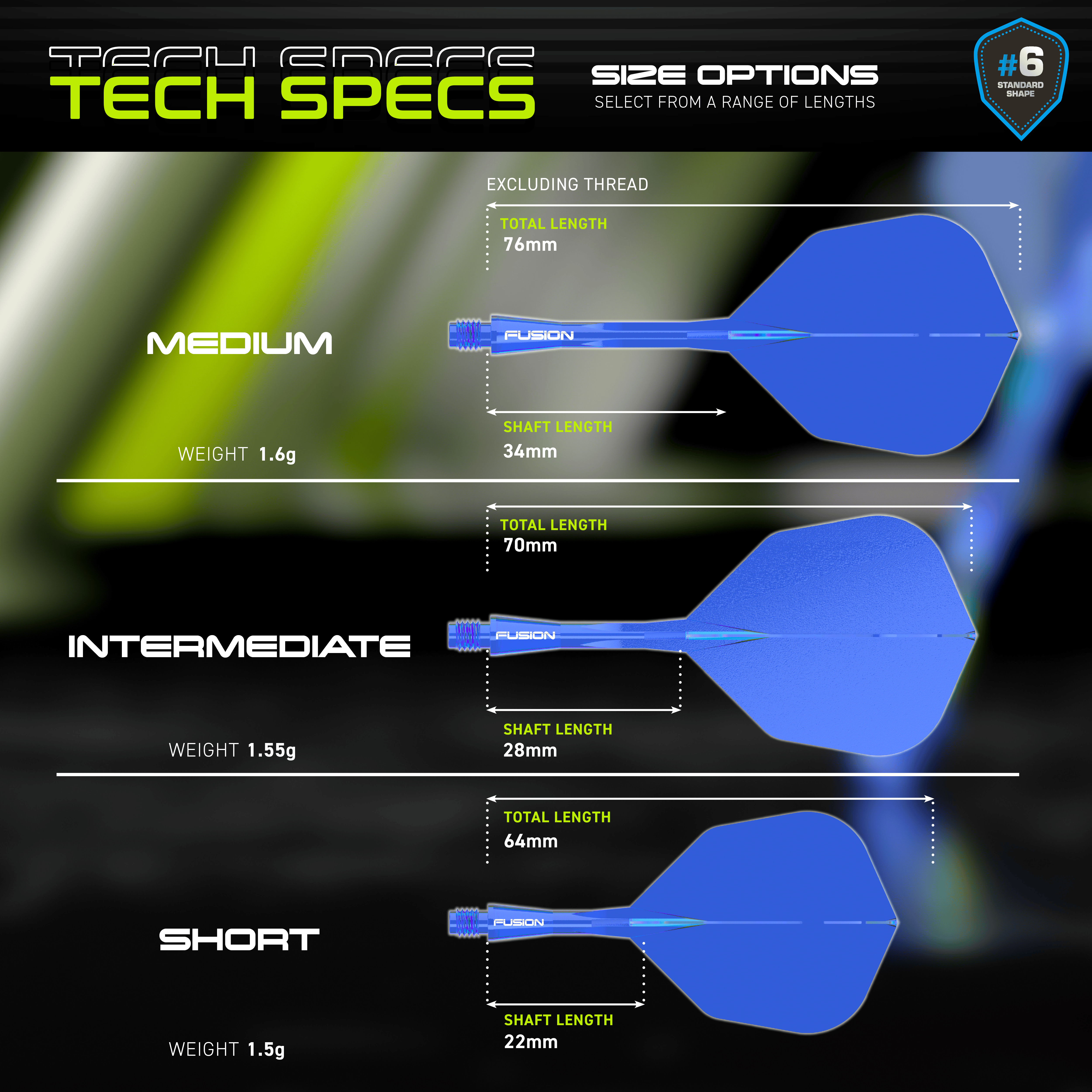 Winmau Fusion Flight Shaft System nr 6 niebieski Dieses Bild zeigt das Winmau Fusion Flight-Shaft-System No6 in Blau. Es handelt sich um ein hochwertiges Dartzubehör.