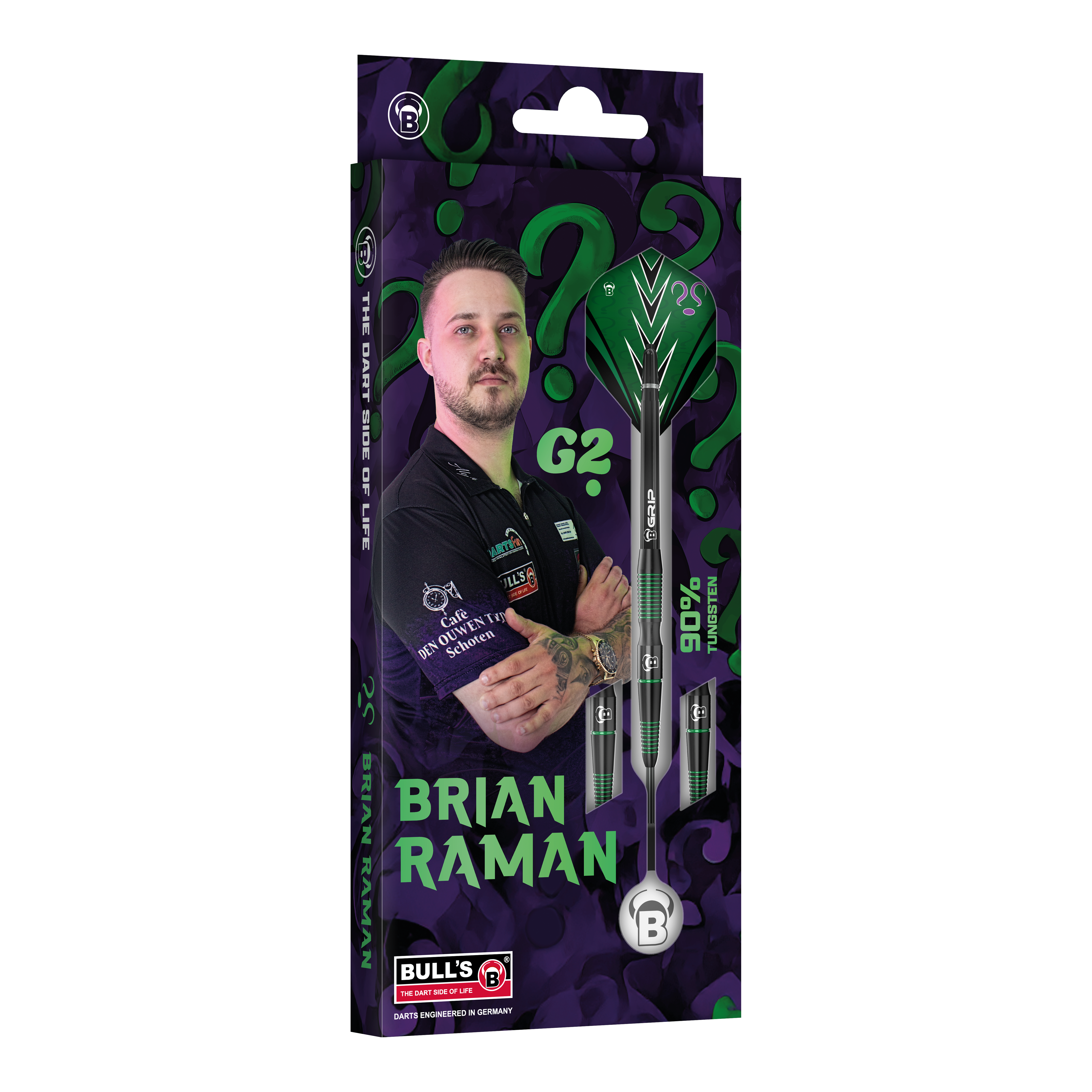 Stalowe lotki Byki Brian Raman G2 Das Bild stellt die Bulls Brian Raman G2 Steeldarts dar. Dieses hochwertige Dartprodukt ist beliebt bei Spielern.
