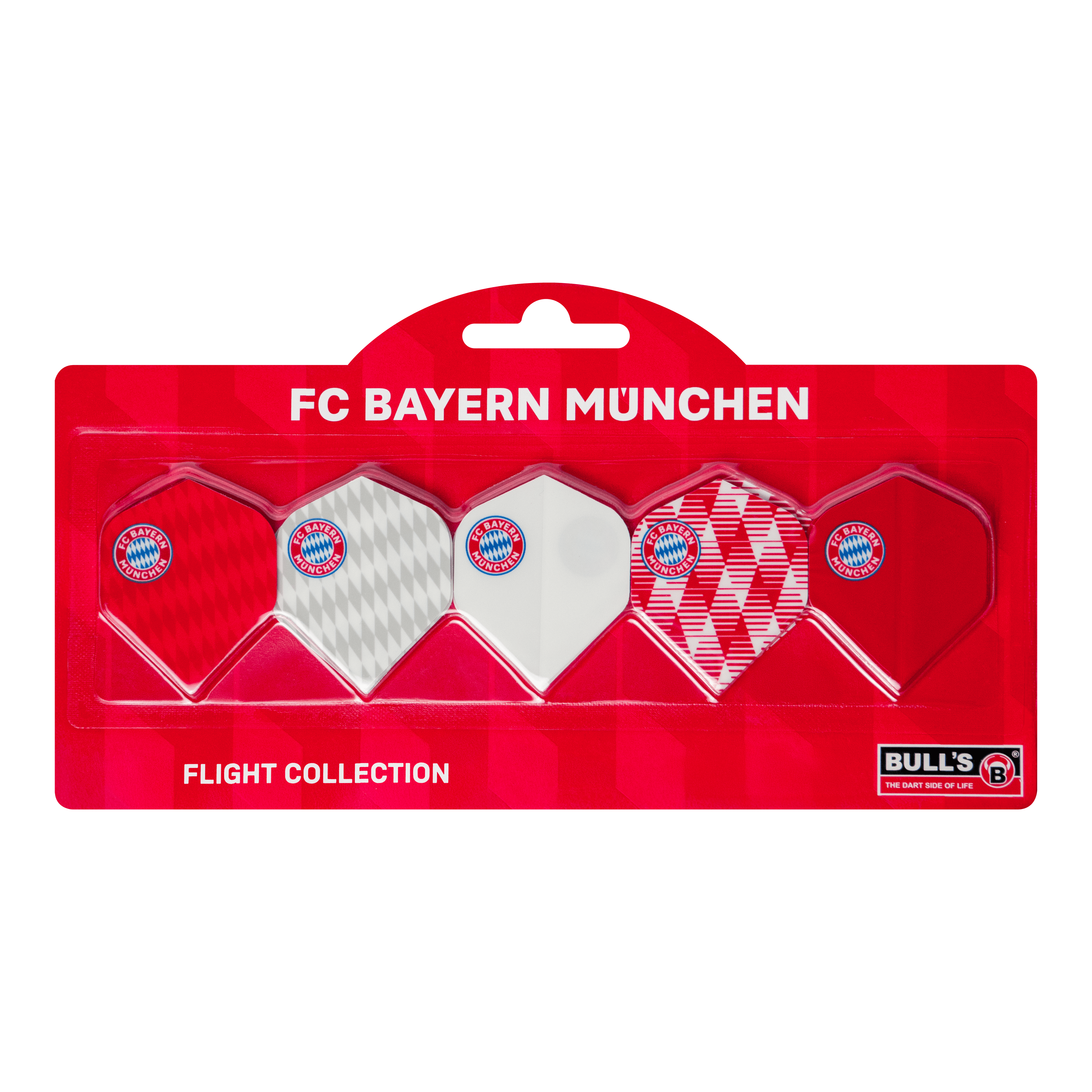 Kolekcja Bulls FC Bayern Munich Flight – 5 zestawów Abgebildet ist die Bulls FC Bayern München Flight Collection - 5 Satz. Die Flights sind speziell für Darts im FC Bayern München-Design.