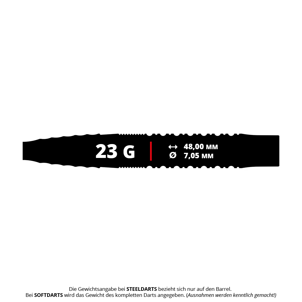 Zu sehen sind die Bulls NL Florian Preis Steeldarts mit 23g Gewicht. Die Dartpfeile sind für hochwertige Steeldart-Spiele konzipiert.