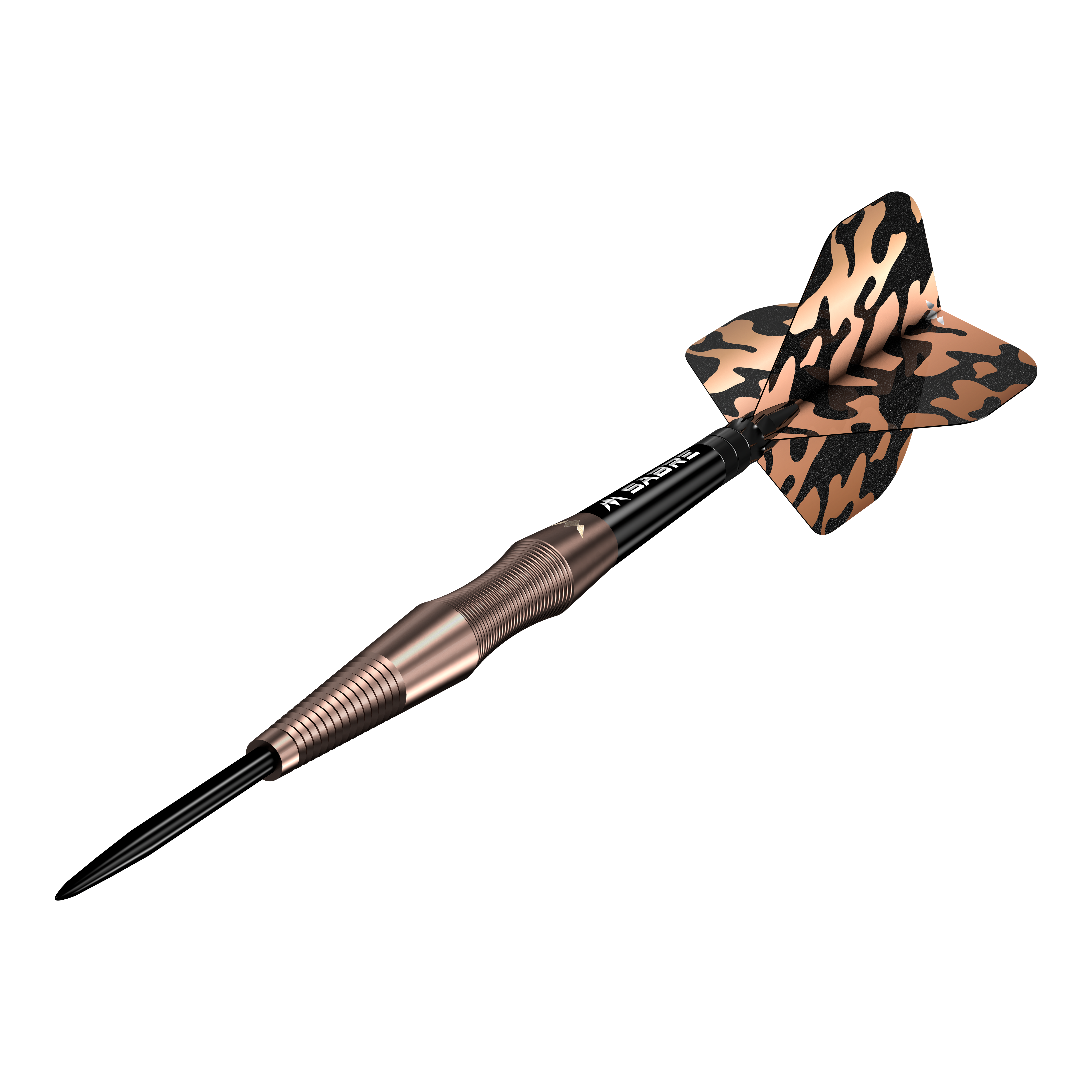 Hier ist Mission Deadshot Bronze Steeldarts - 23g dargestellt. Die Pfeile bieten eine ausgezeichnete Balance und Griffigkeit.
