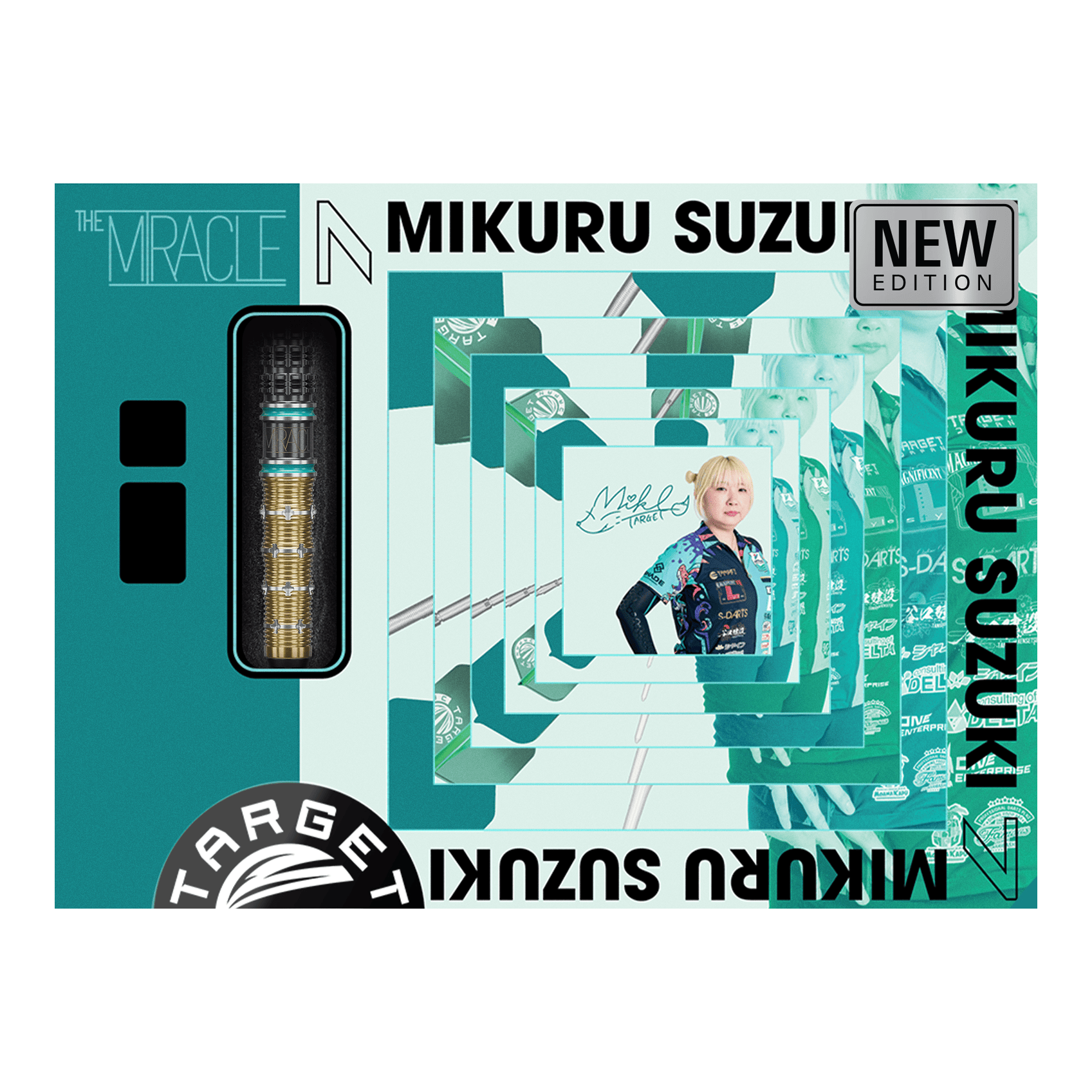 Das Bild stellt die Target Japan Mikuru Suzuki The Miracle GEN7.5 Swiss Point Steeldarts dar. Die Steeldarts überzeugen durch einen modernen Look und zuverlässige Spielbarkeit.
