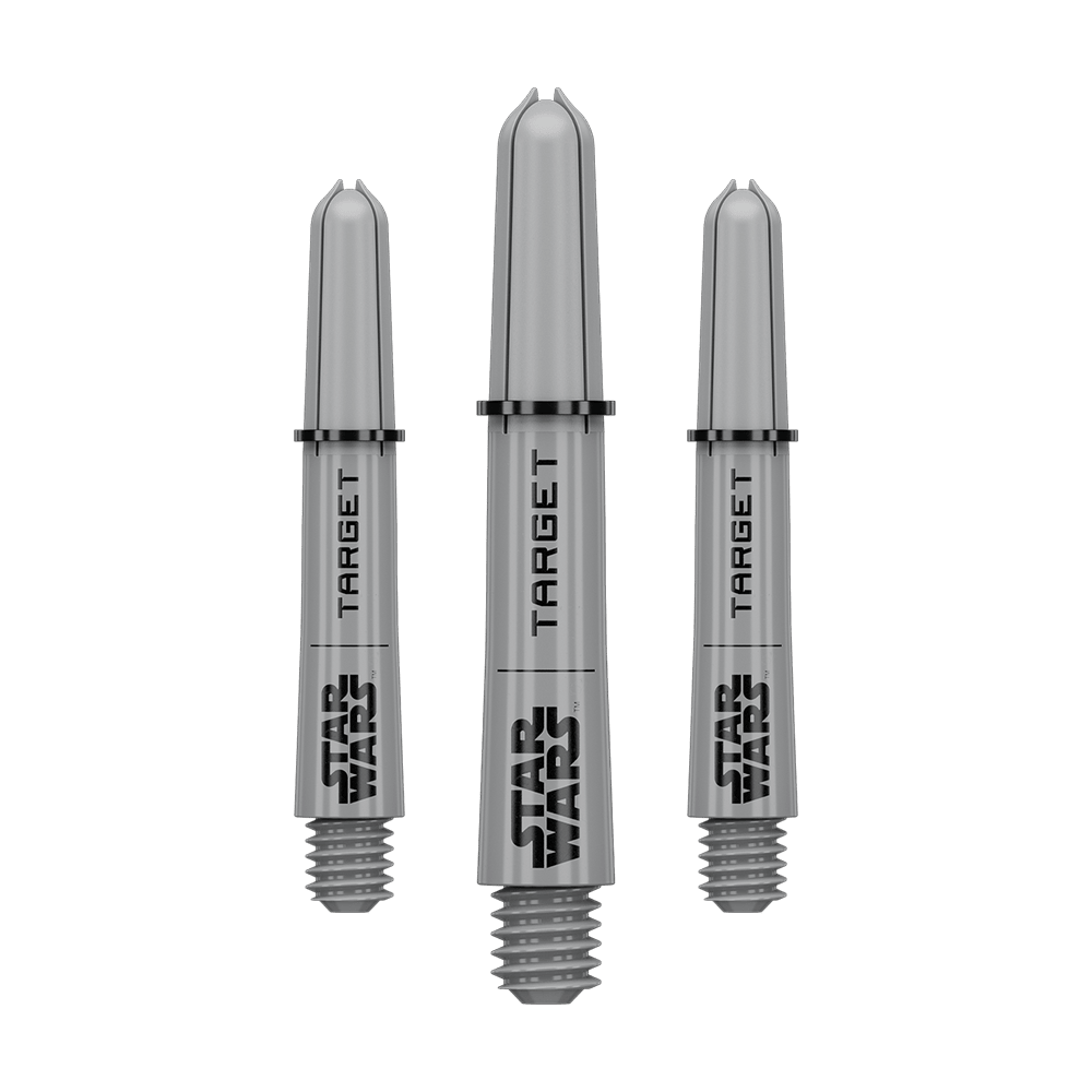 Wałki Target Star Wars ProGrip – szare Das Bild zeigt vermutlich ein Set von Pro Grip Shafts in Grau, kurze Ausführung mit 34 mm Länge. Das Produkt ist wahrscheinlich aus der Star Wars Kollektion.