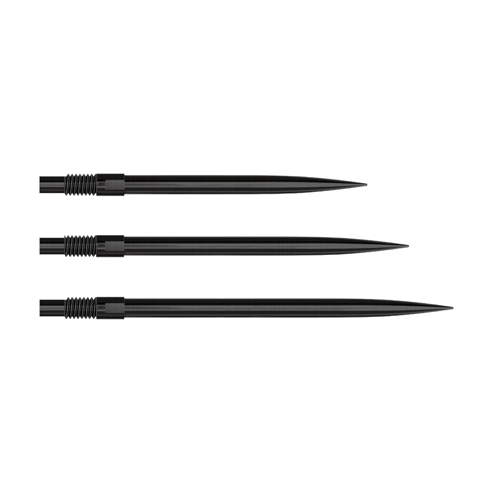 Końcówki do lotek Harrows Quick Point – czarne Auf dem Bild sind die Harrows Quick Point Dartspitzen in Schwarz zu sehen. Diese Dartspitzen ermöglichen einen schnellen Austausch.