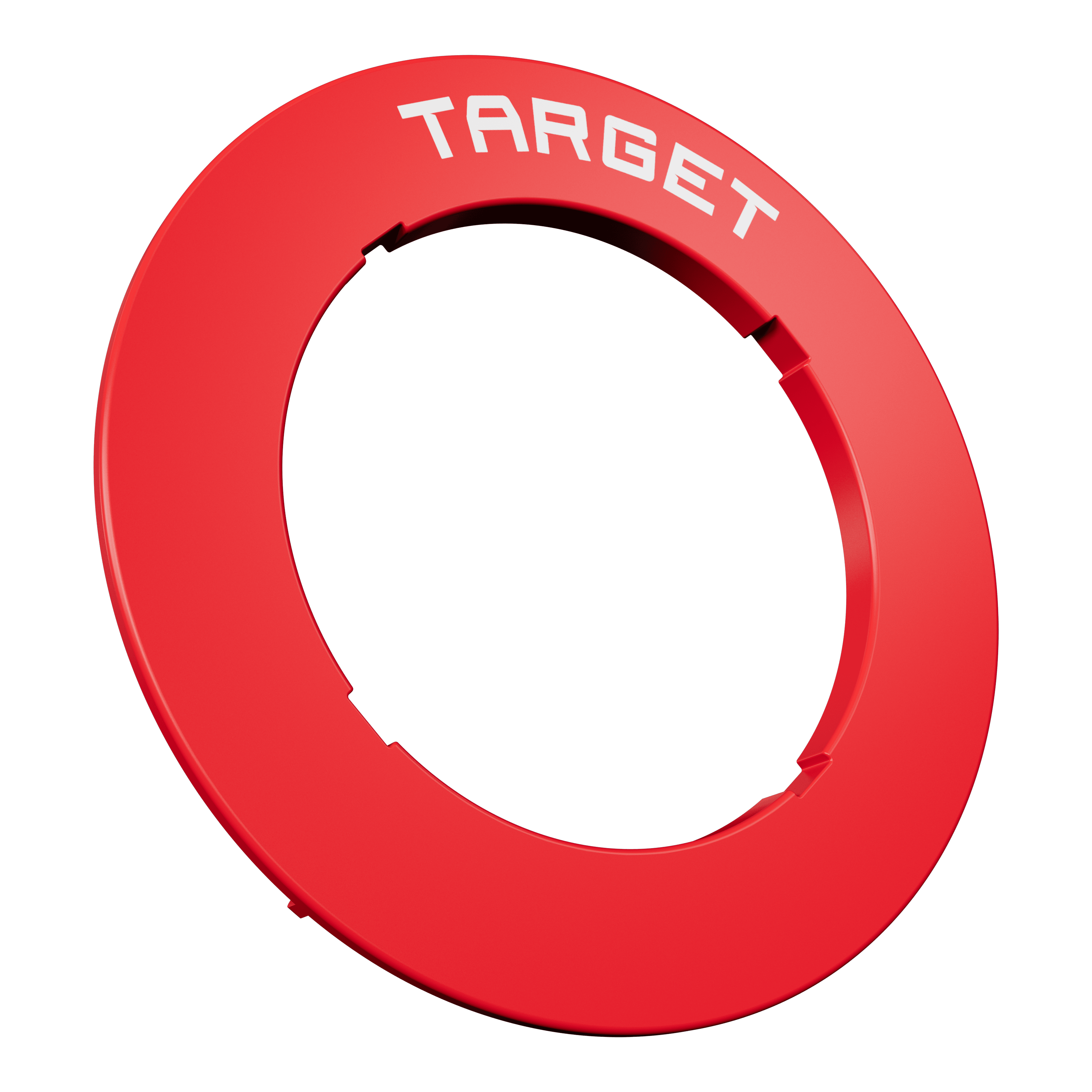 Das Bild zeigt eine rote Dartboard-Umrandung. Die Oberfläche ist glatt und gleichmäßig.