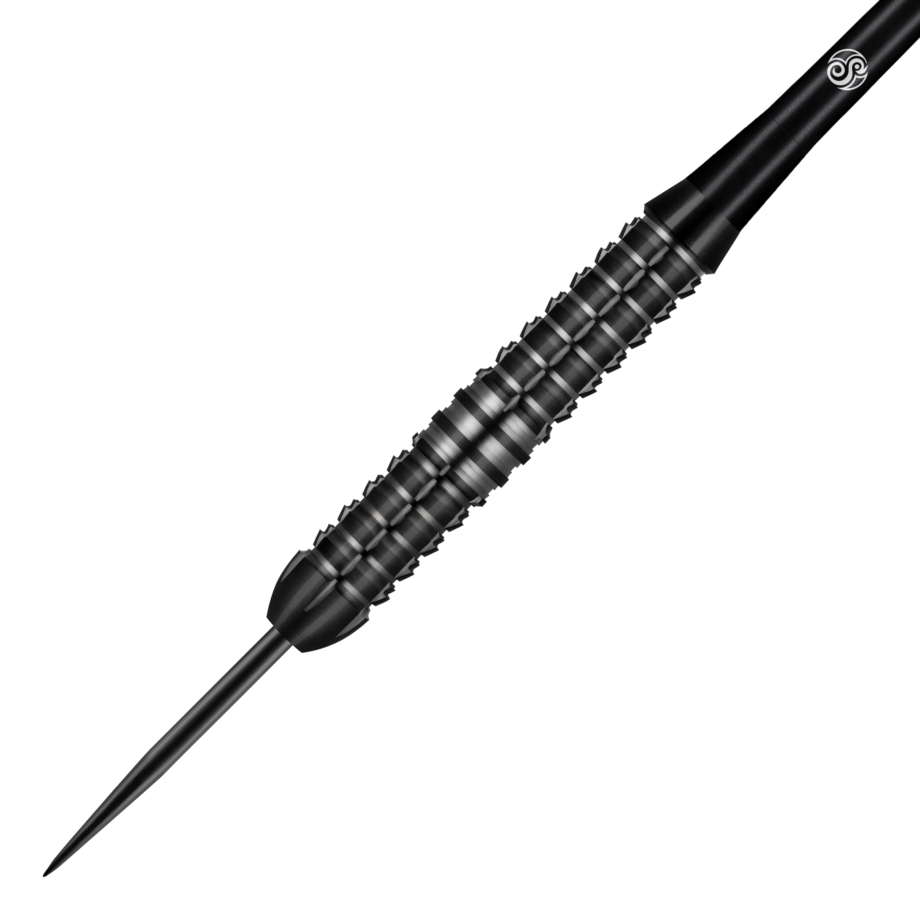 Strzały Redline Blazed Steel Darts Das Bild zeigt einen schwarzen Steeldart namens "Shot Redline Blazed". Der Dart hat ein geriffeltes Griffstück für besseren Halt.